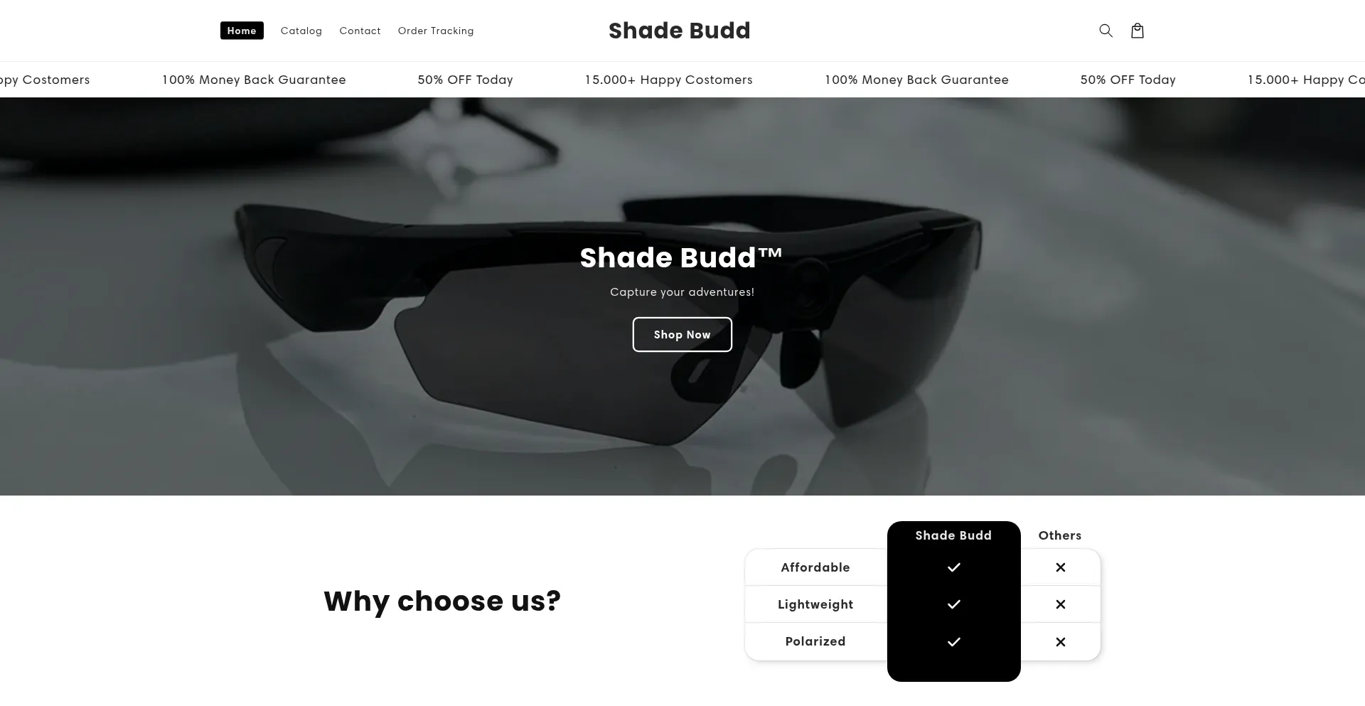 Website screenshot of Shadebudd.com