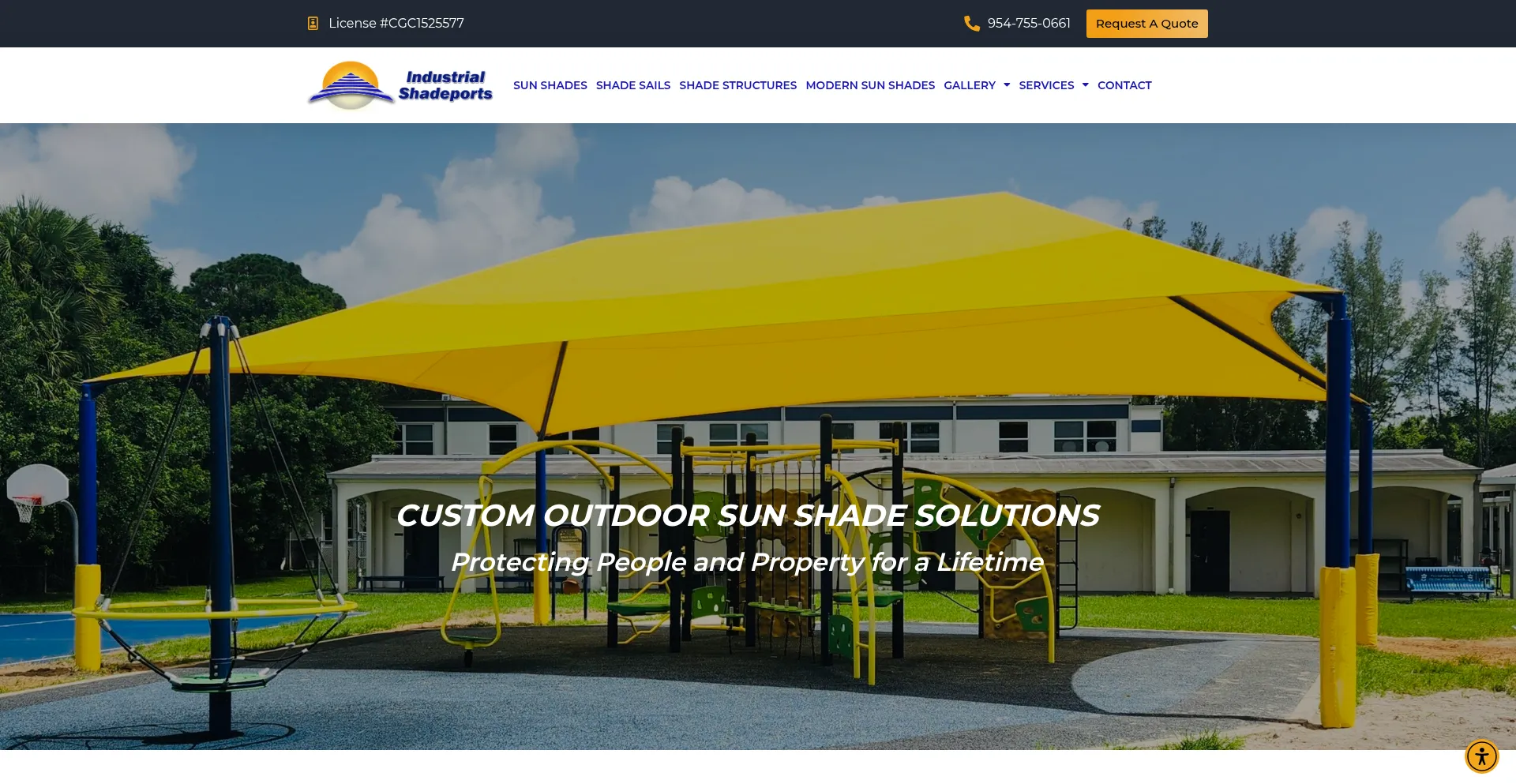 Website screenshot of Shadeports.com
