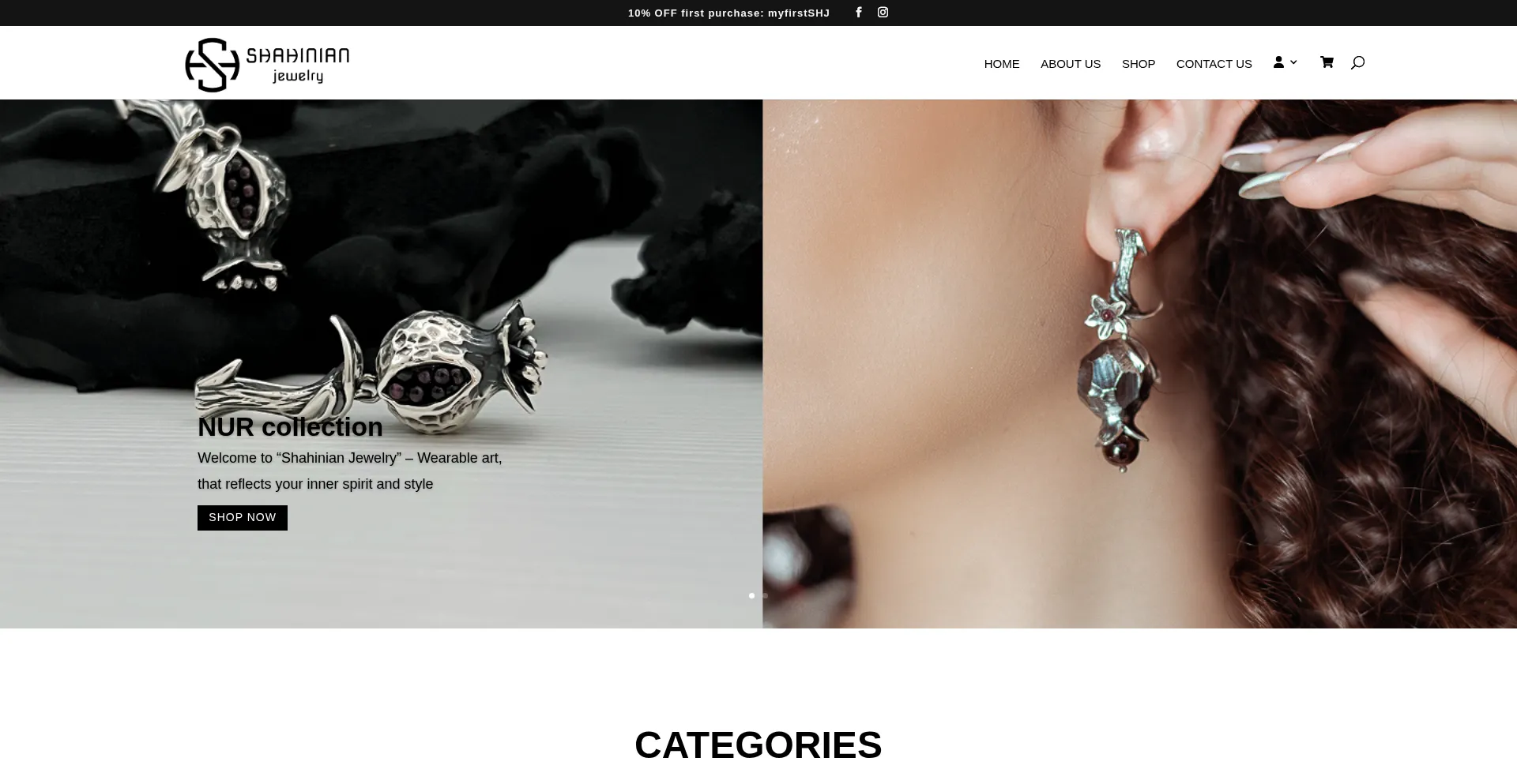 Website screenshot of Shahinianjewelry.com