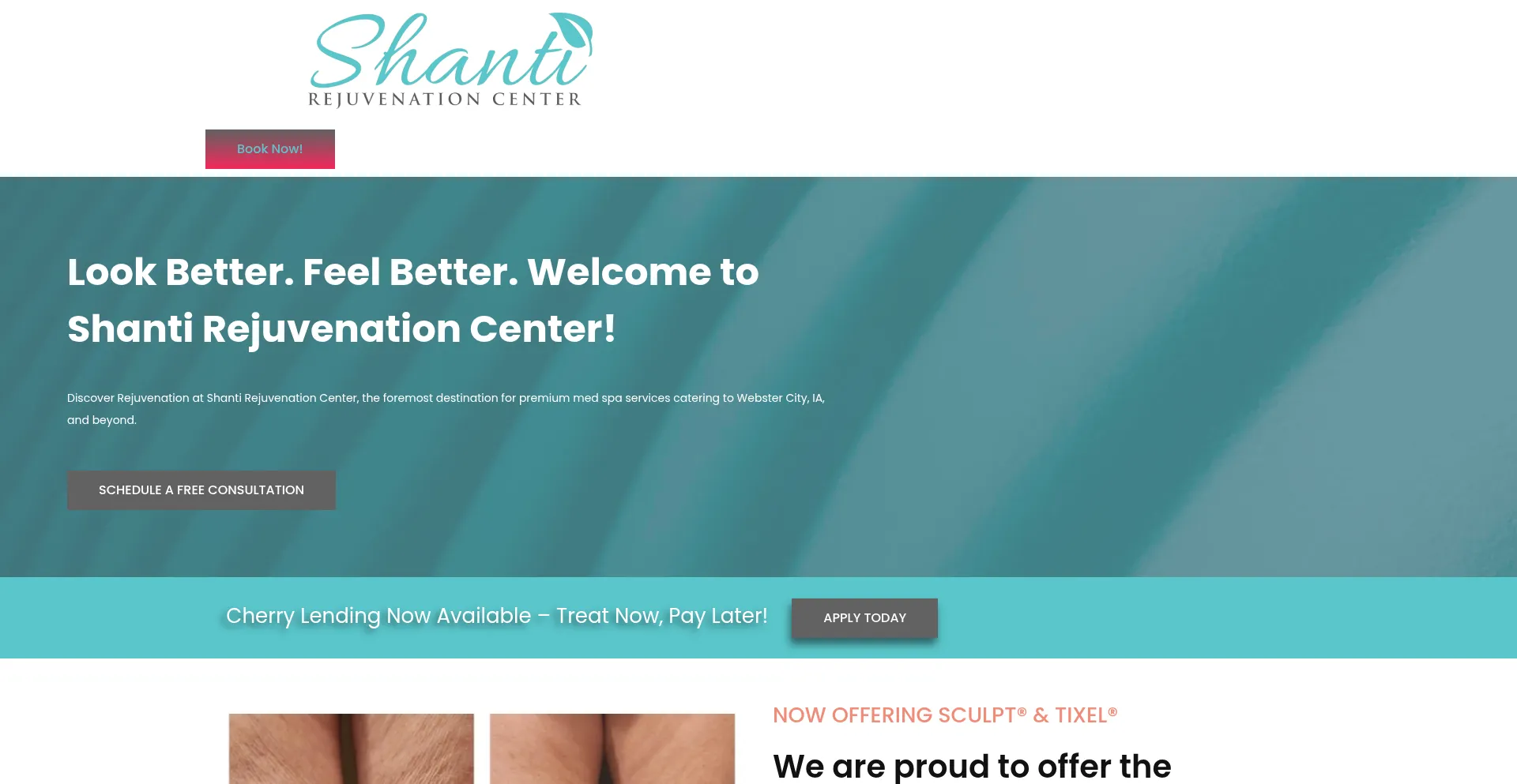 Website screenshot of Shantirejuvenationcenter.com