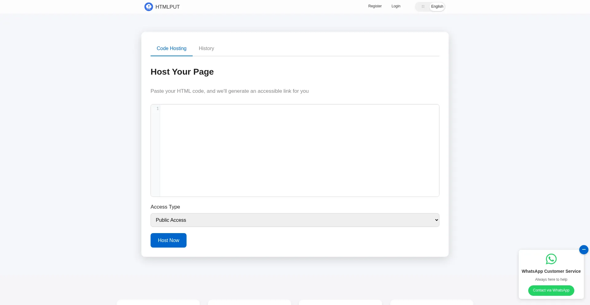 Website screenshot of Share.htmlput.com