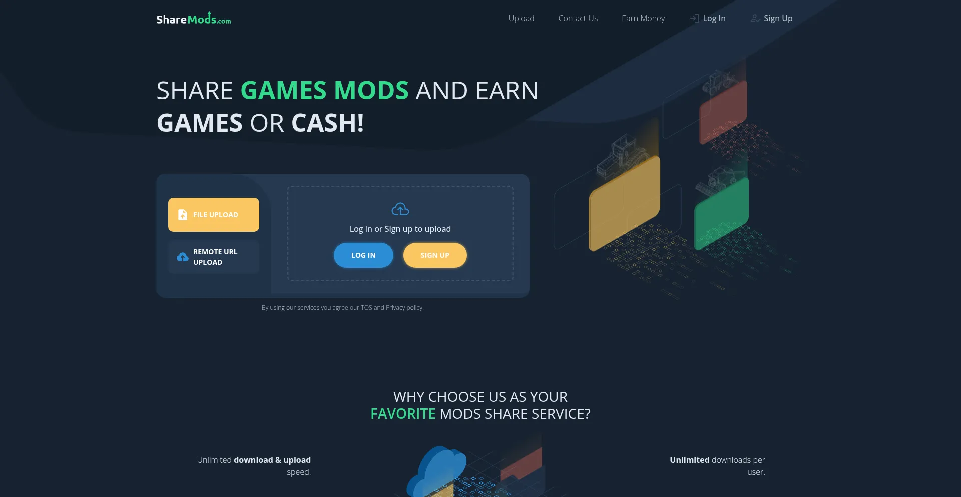 Website screenshot of Sharemods.com