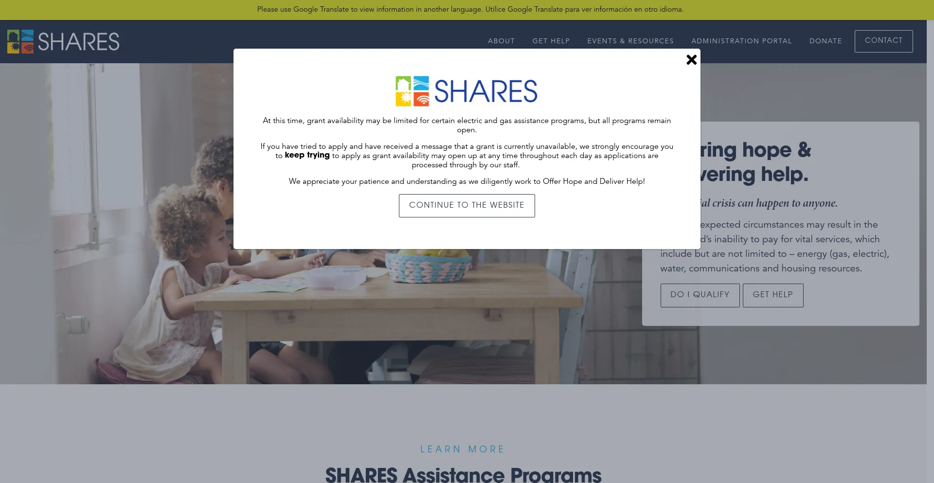 Website screenshot of Sharesnation.org