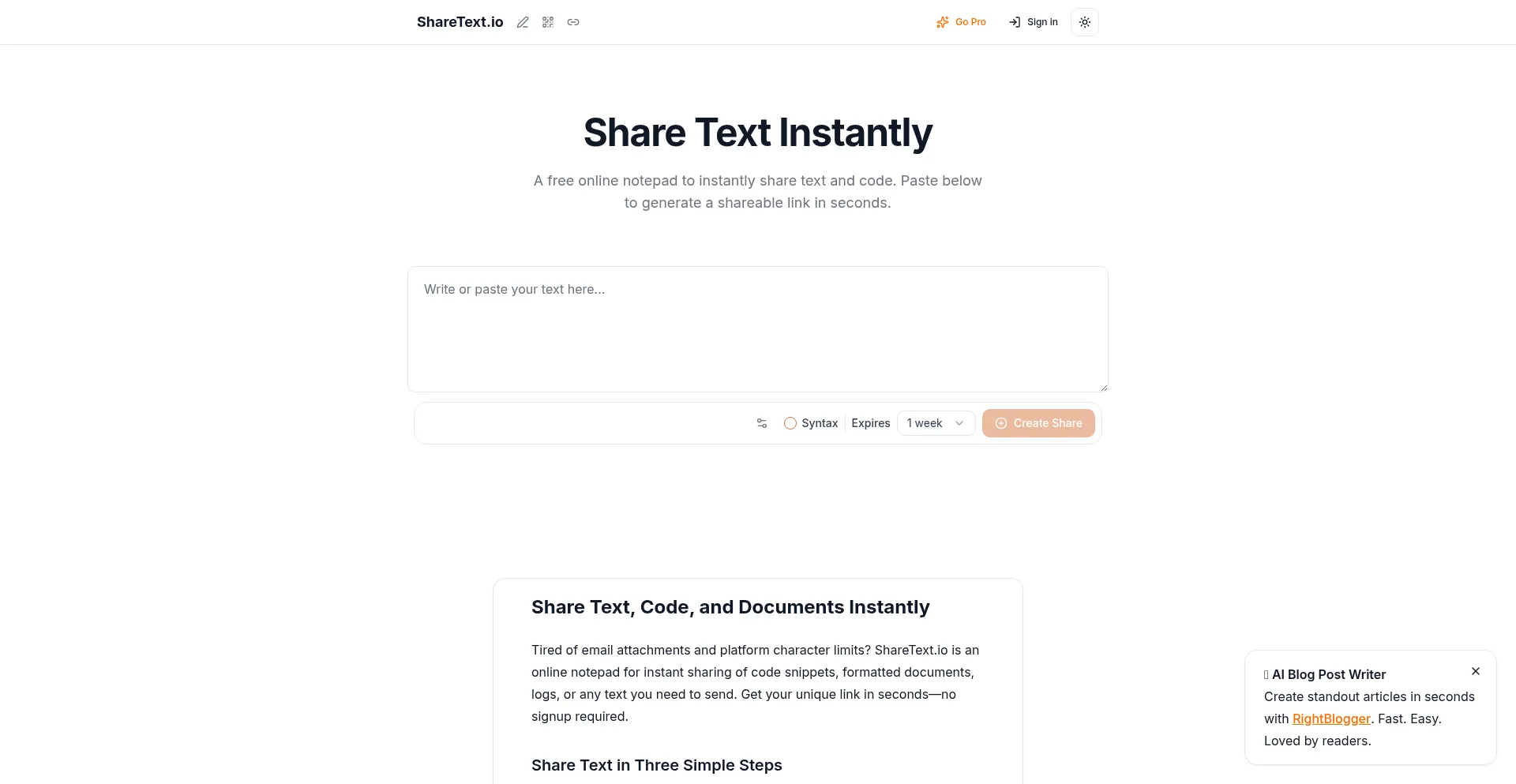Sharetext.io