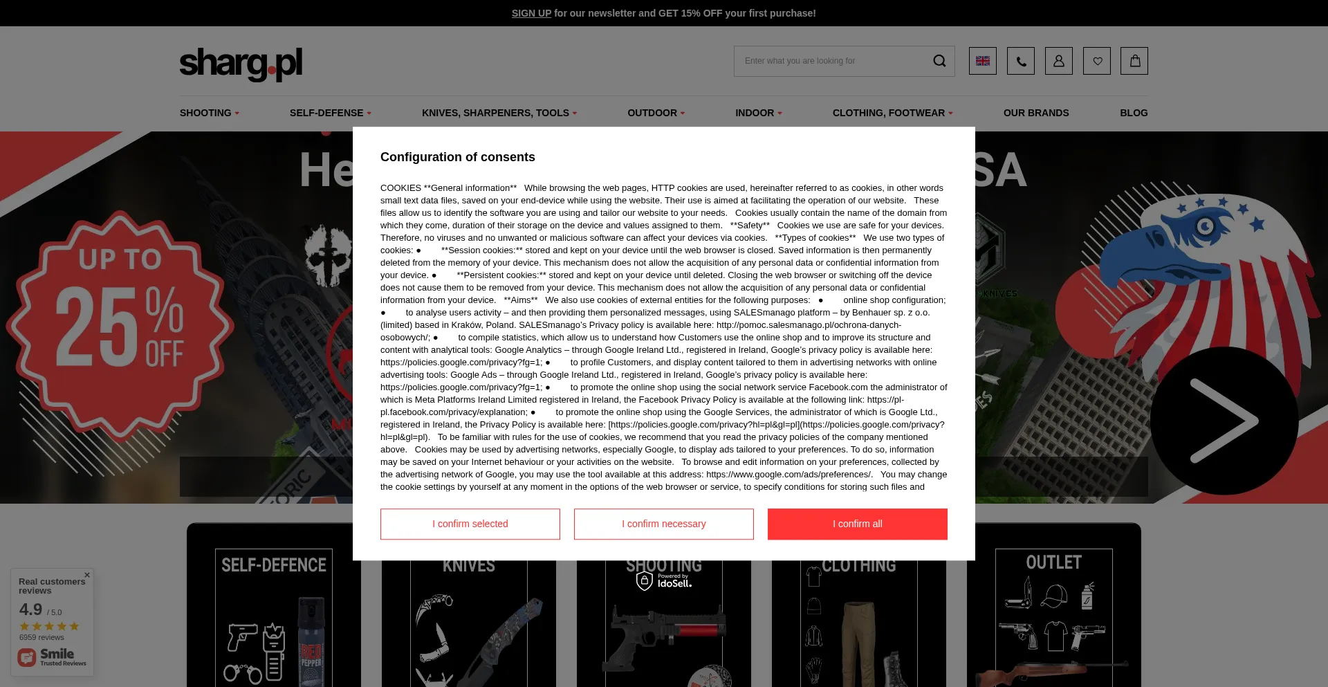 Website screenshot of Sharg.pl