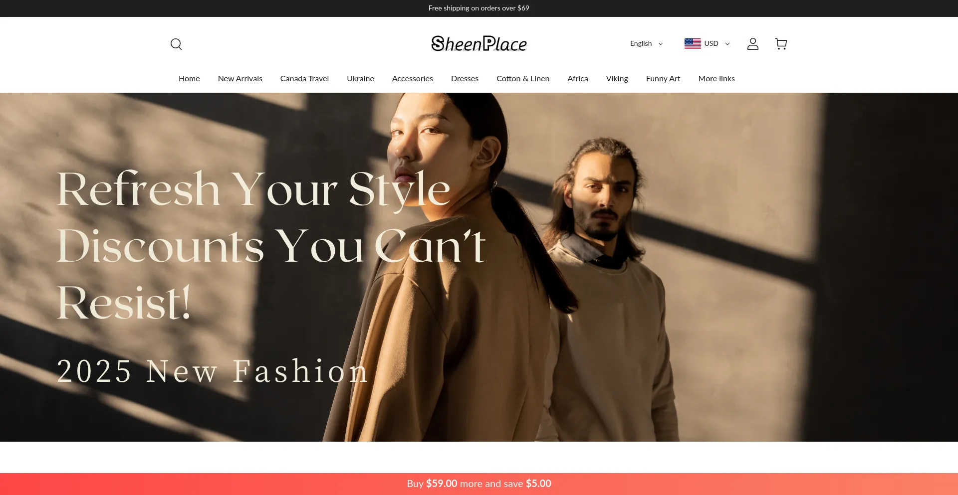 Website screenshot of Sheenplace.com