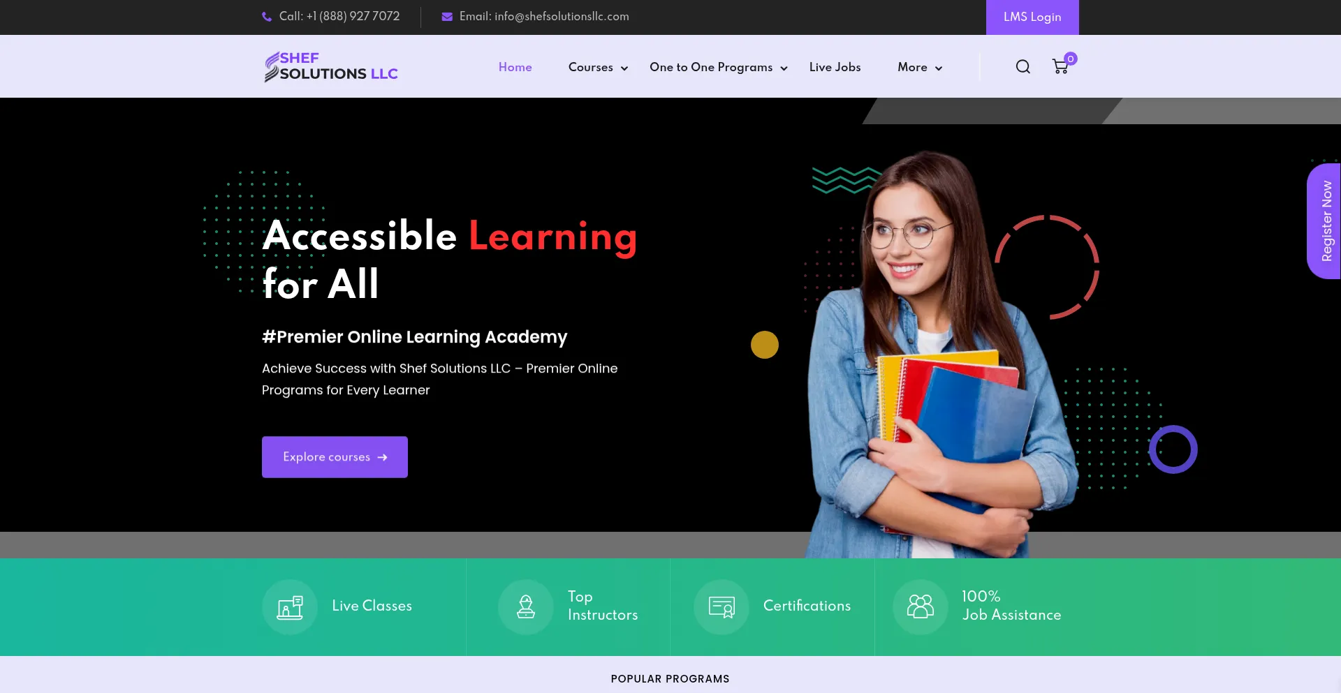 Website screenshot of Shefsolutionsllc.com