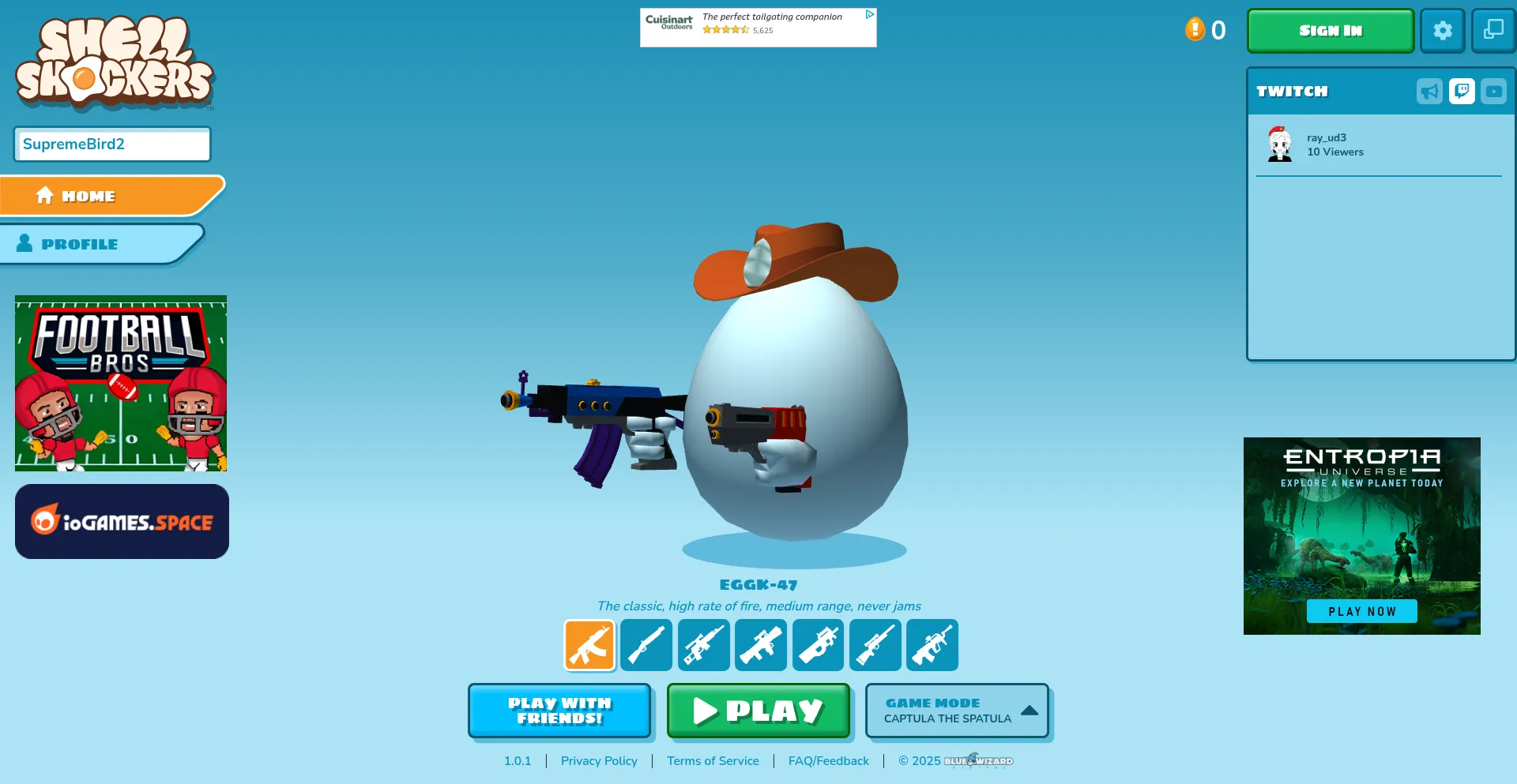Website screenshot of Shellshock.io