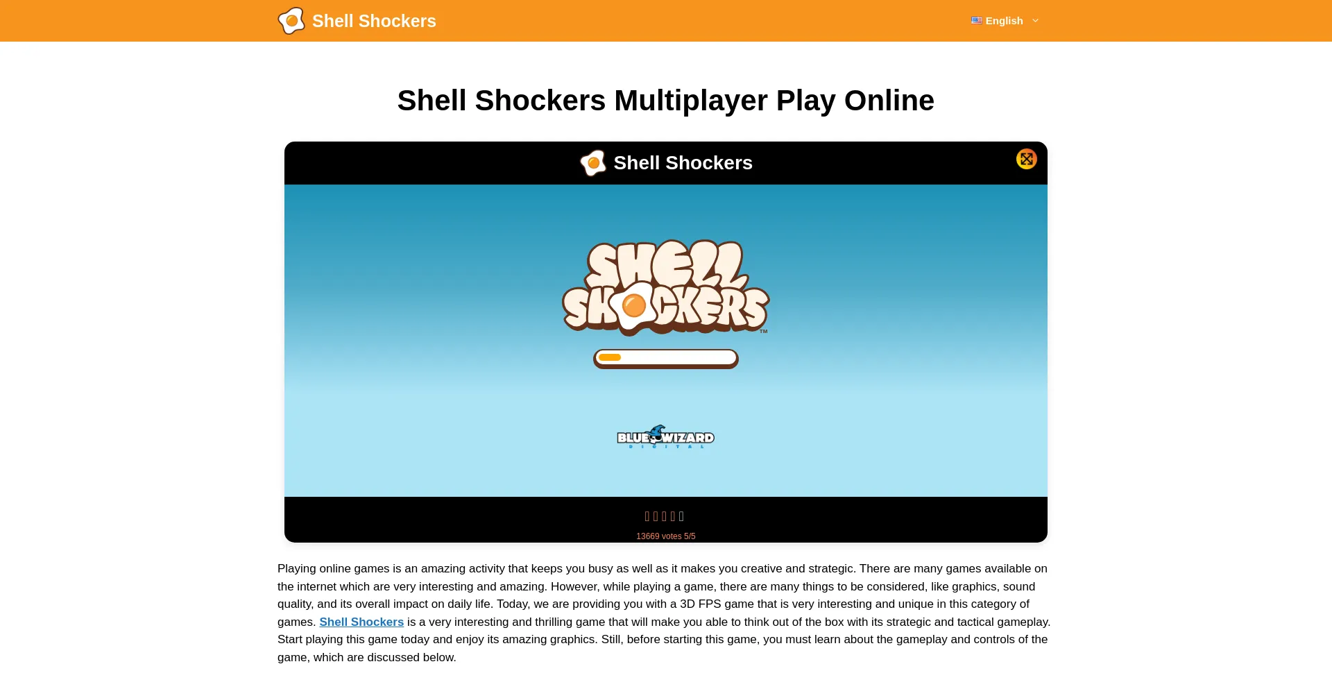 Website screenshot of Shellshockers.cc