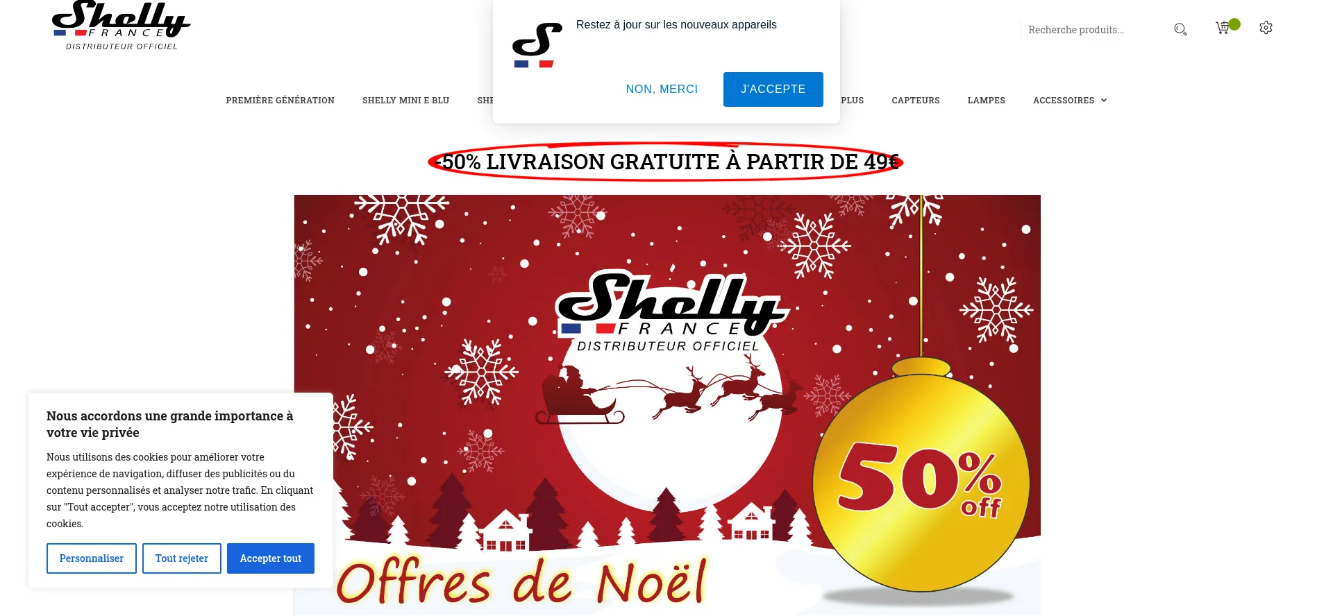 Website screenshot of Shellyfrance.fr