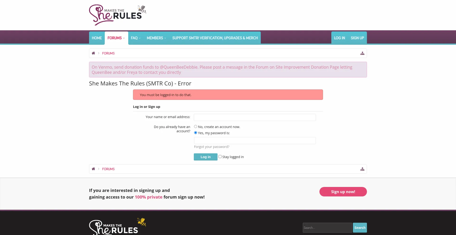 Website screenshot of Shemakestherules.com
