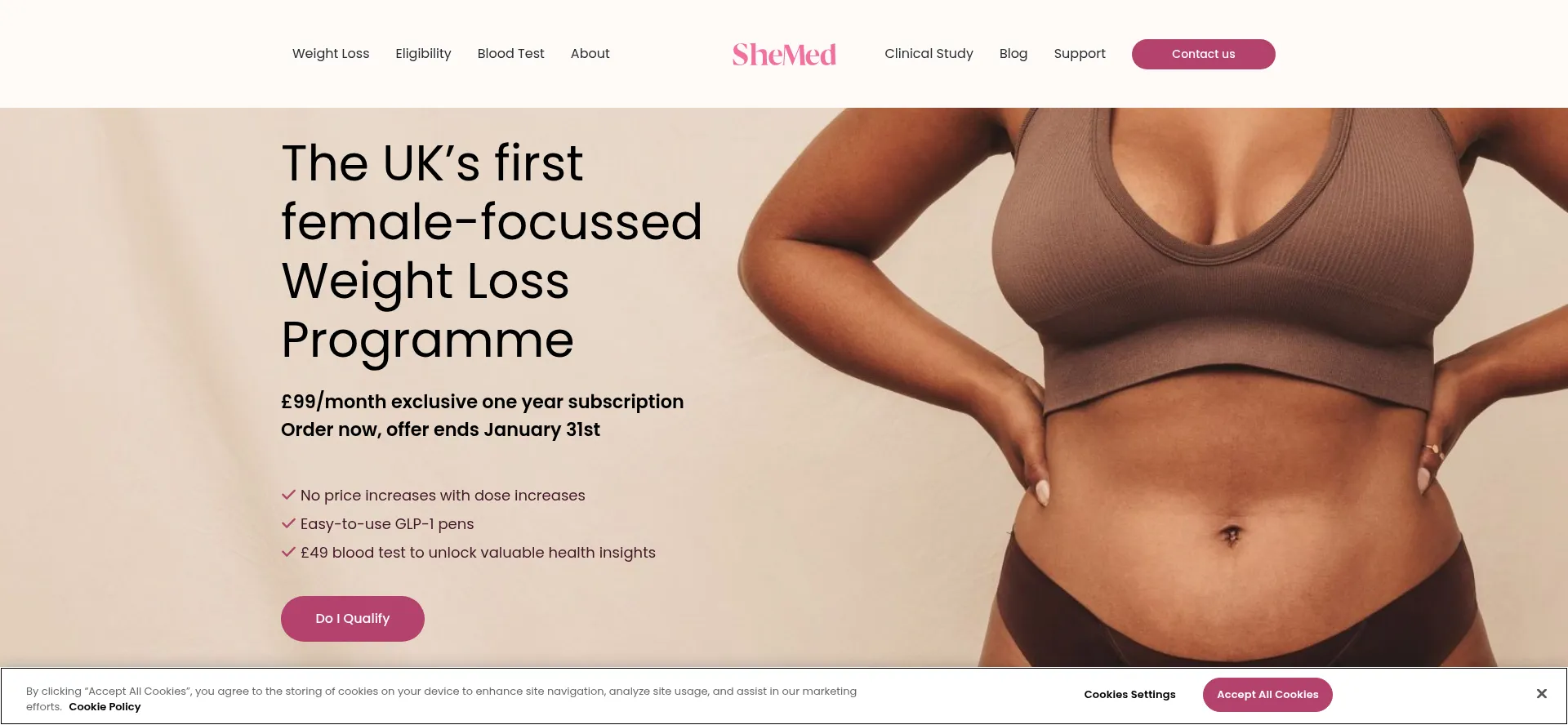 Website screenshot of Shemed.co.uk