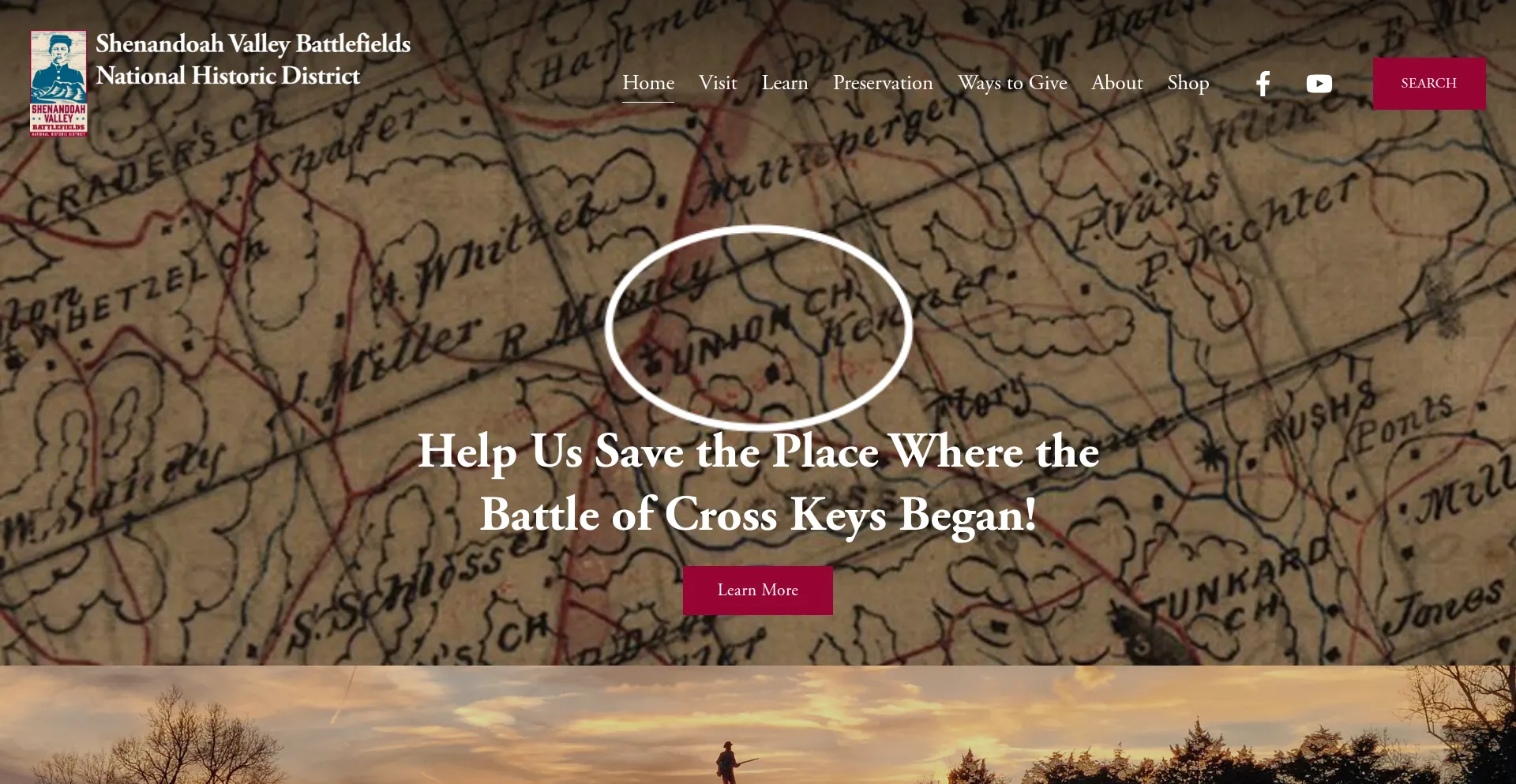 Website screenshot of Shenandoahatwar.org