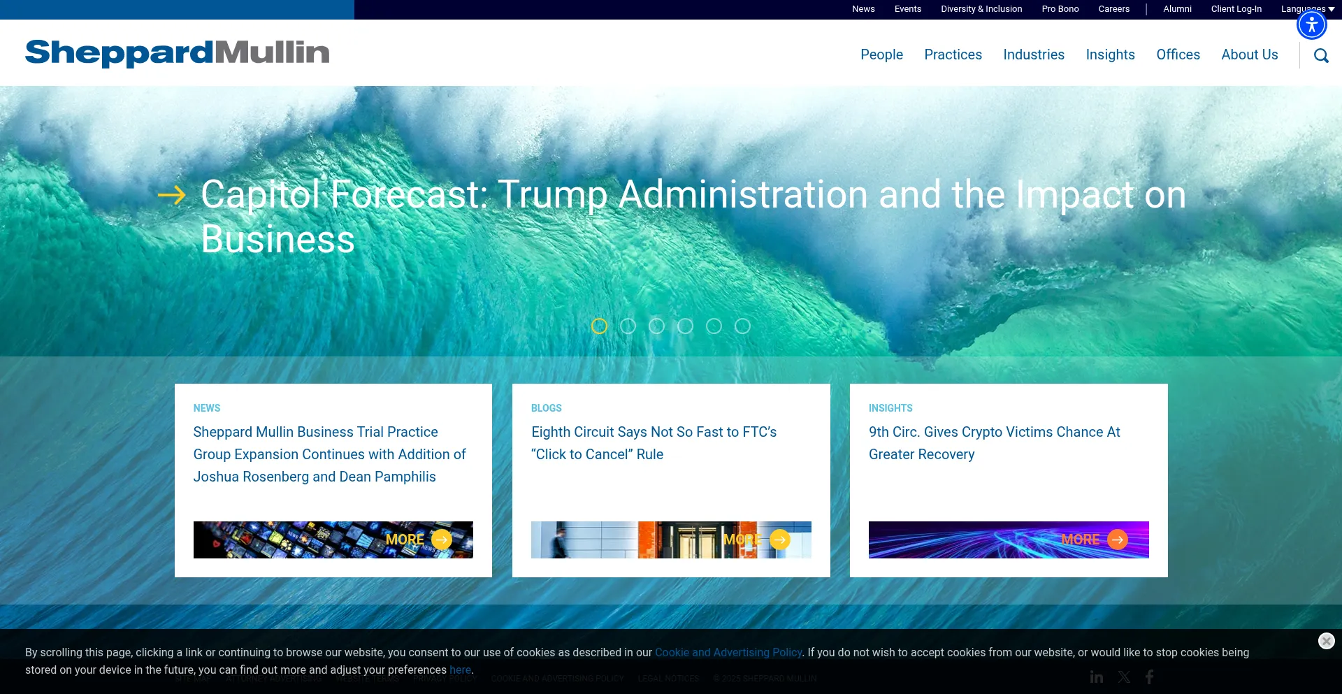 Website screenshot of Sheppardmullin.us.com