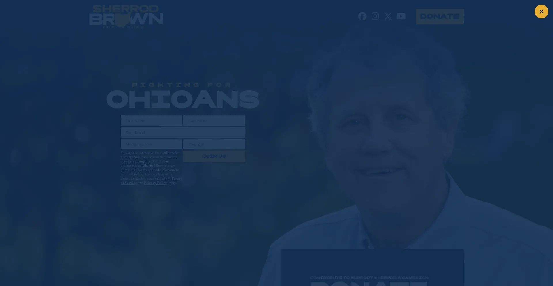 Website screenshot of Sherrod4ohio.com