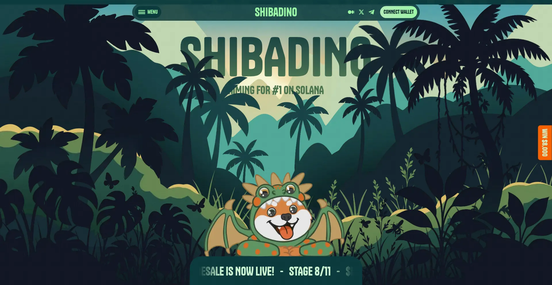 Website screenshot of Shibadino.io