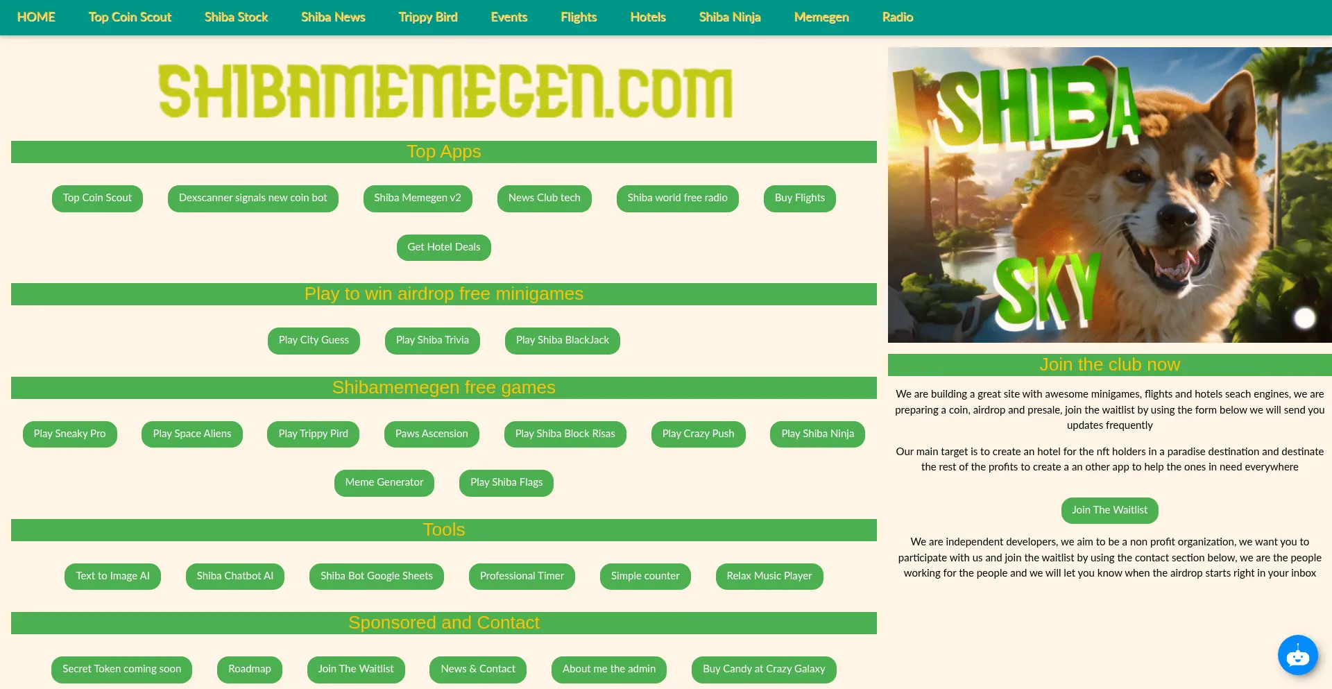 Shibamemegen.com Screenshot