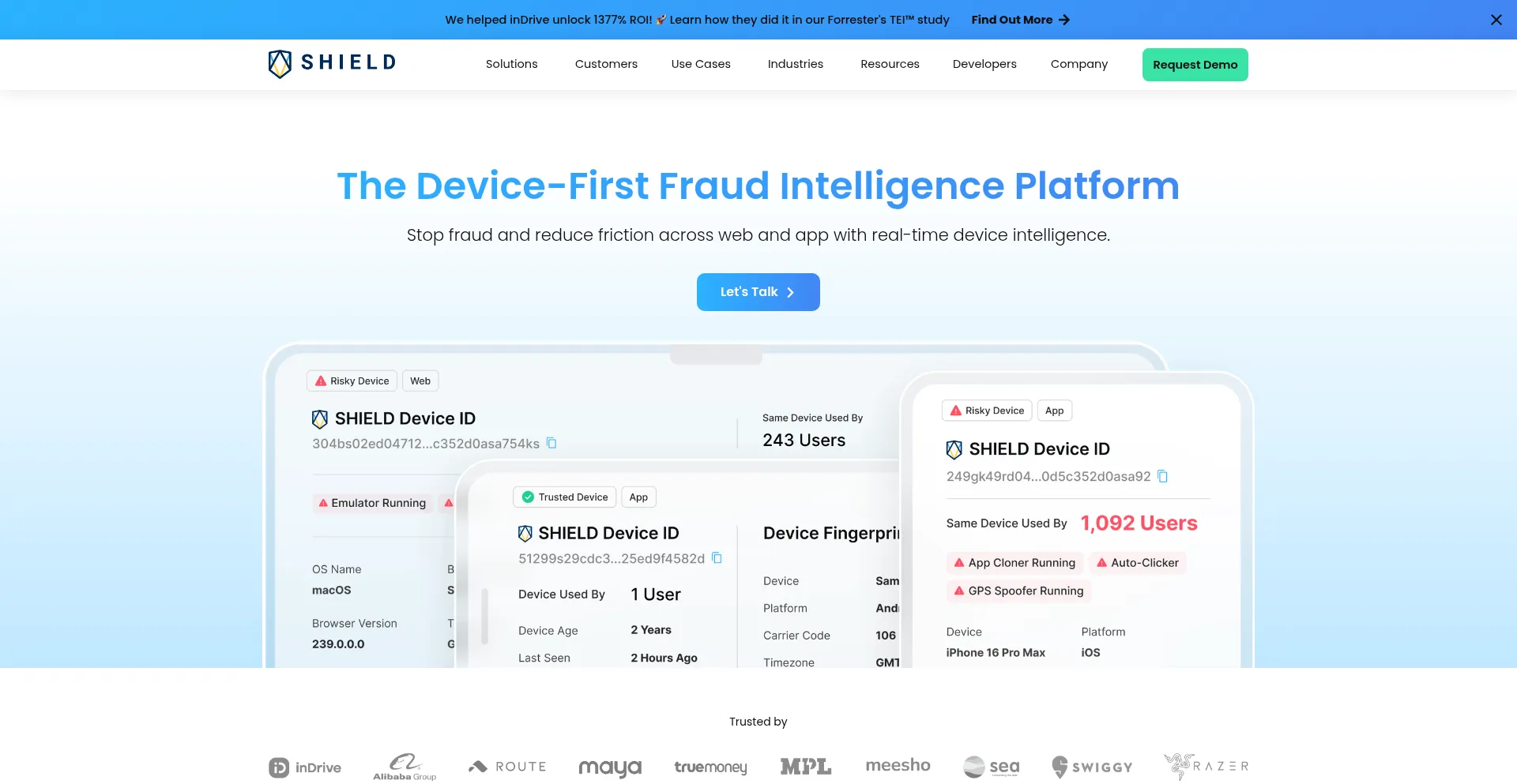 Website screenshot of Shield.com