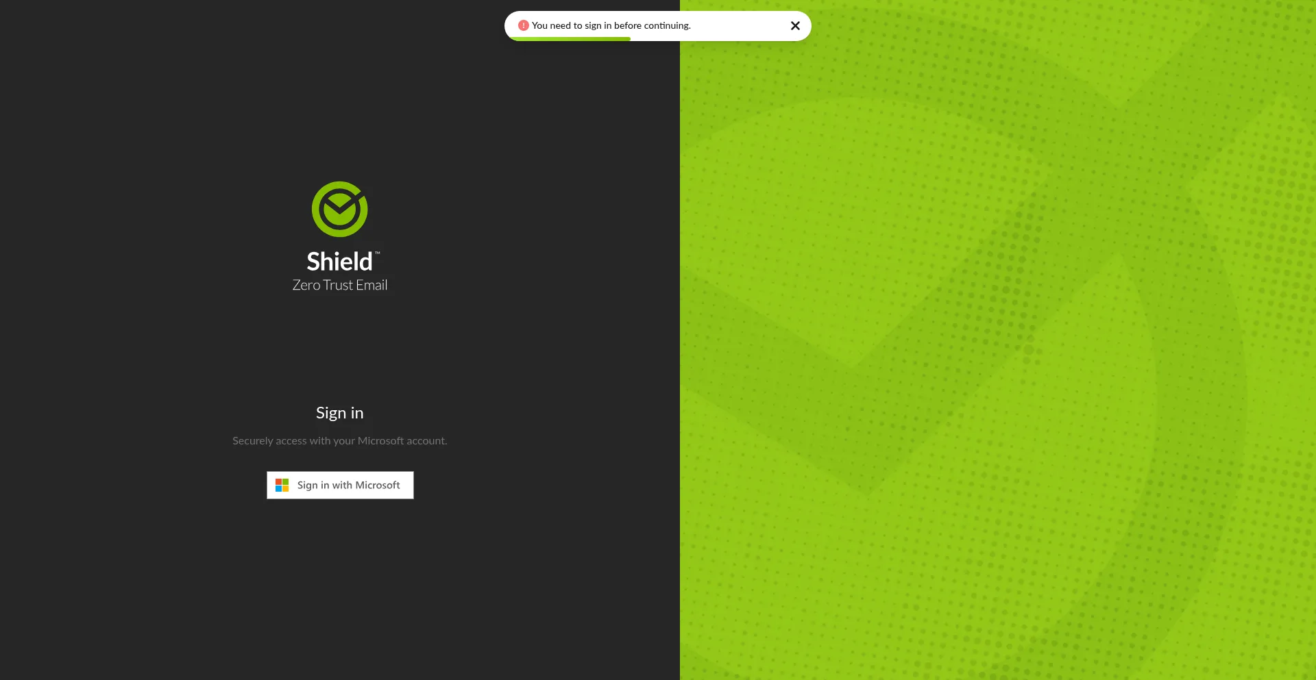 Website screenshot of Shield.security