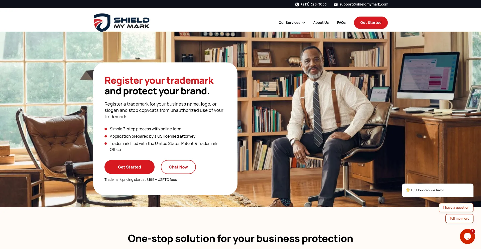 Website screenshot of Shieldmymark.com