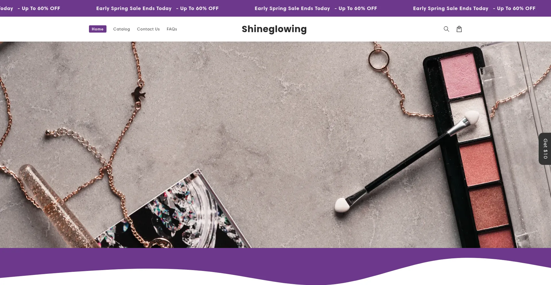 Website screenshot of Shineglowing.com