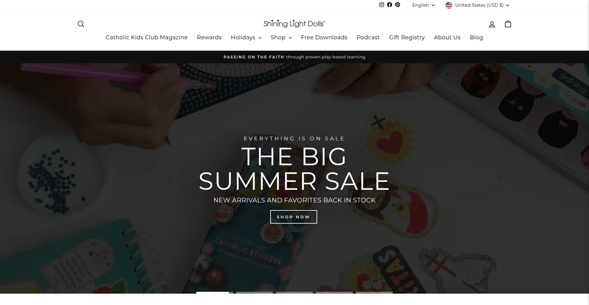 Website screenshot of Shininglightdolls.com