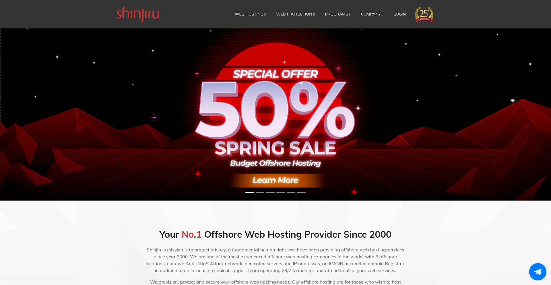 Website screenshot of Shinjiru.com