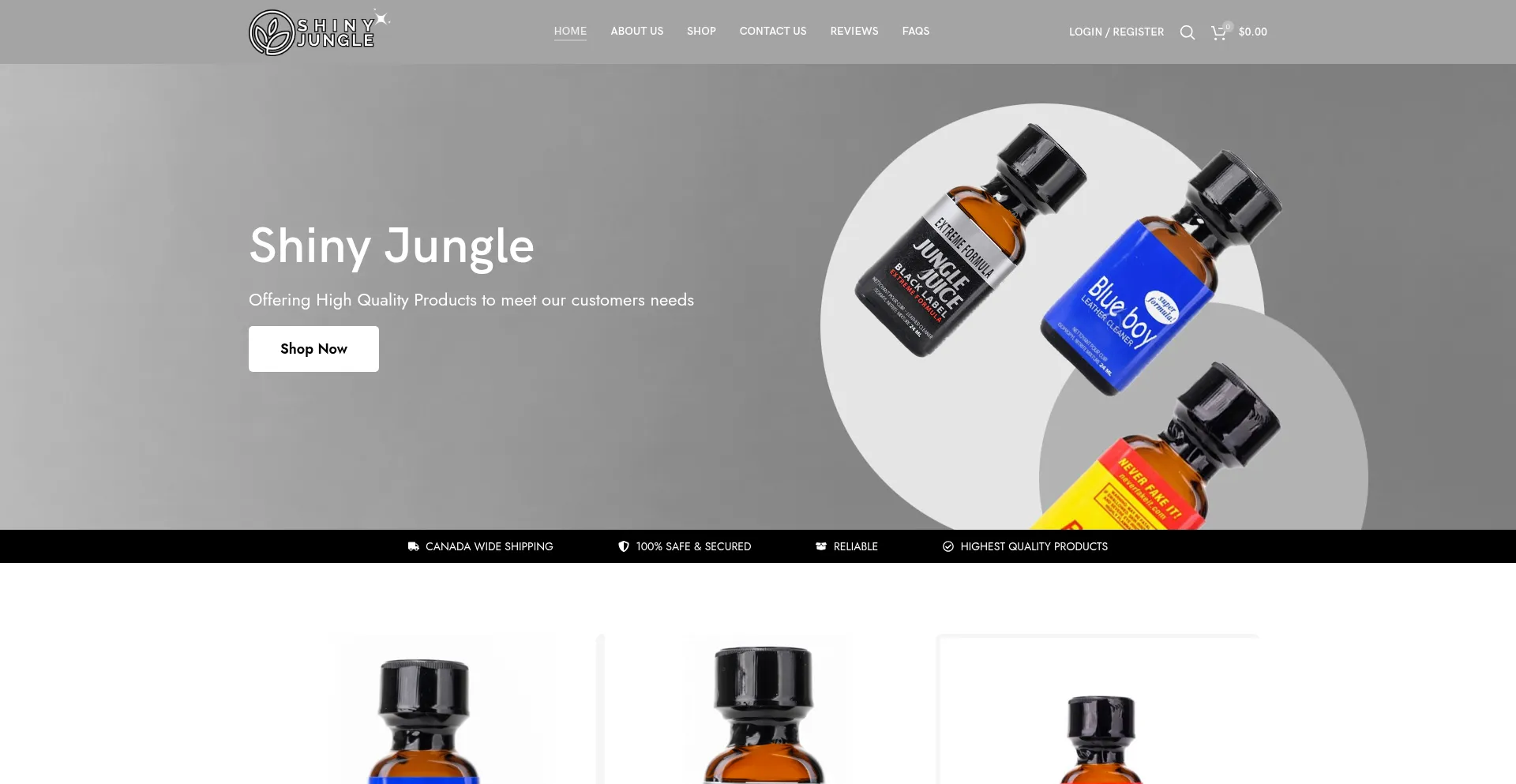 Website screenshot of Shinyjungle.ca