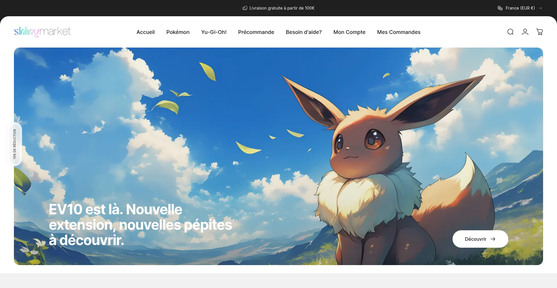 Website screenshot of Shinymarket.fr