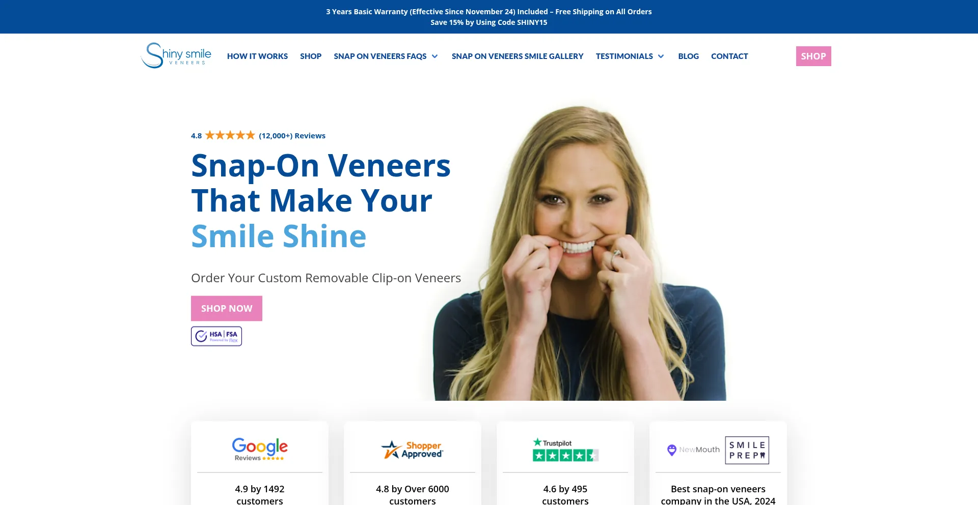 Shinysmileveneers.com Screenshot