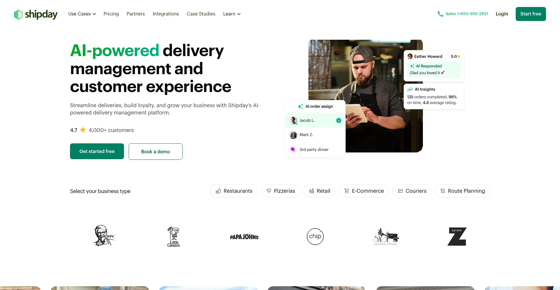Website screenshot of Shipday.com