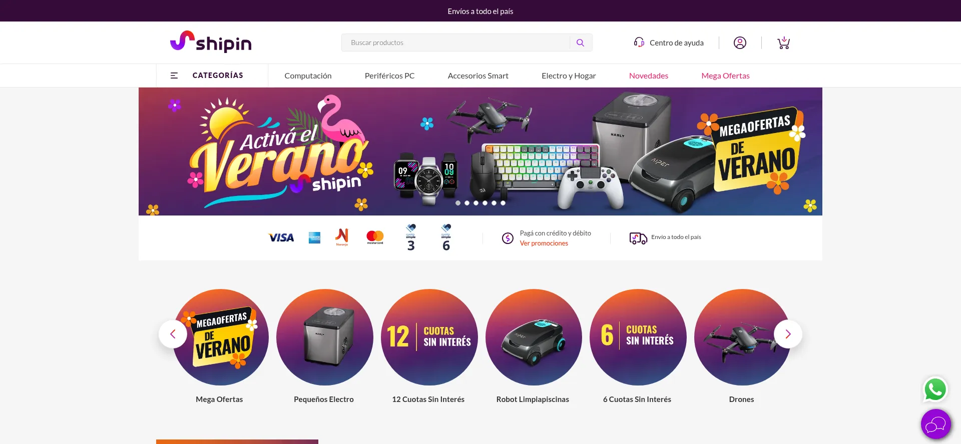 Website screenshot of Shipin.ar