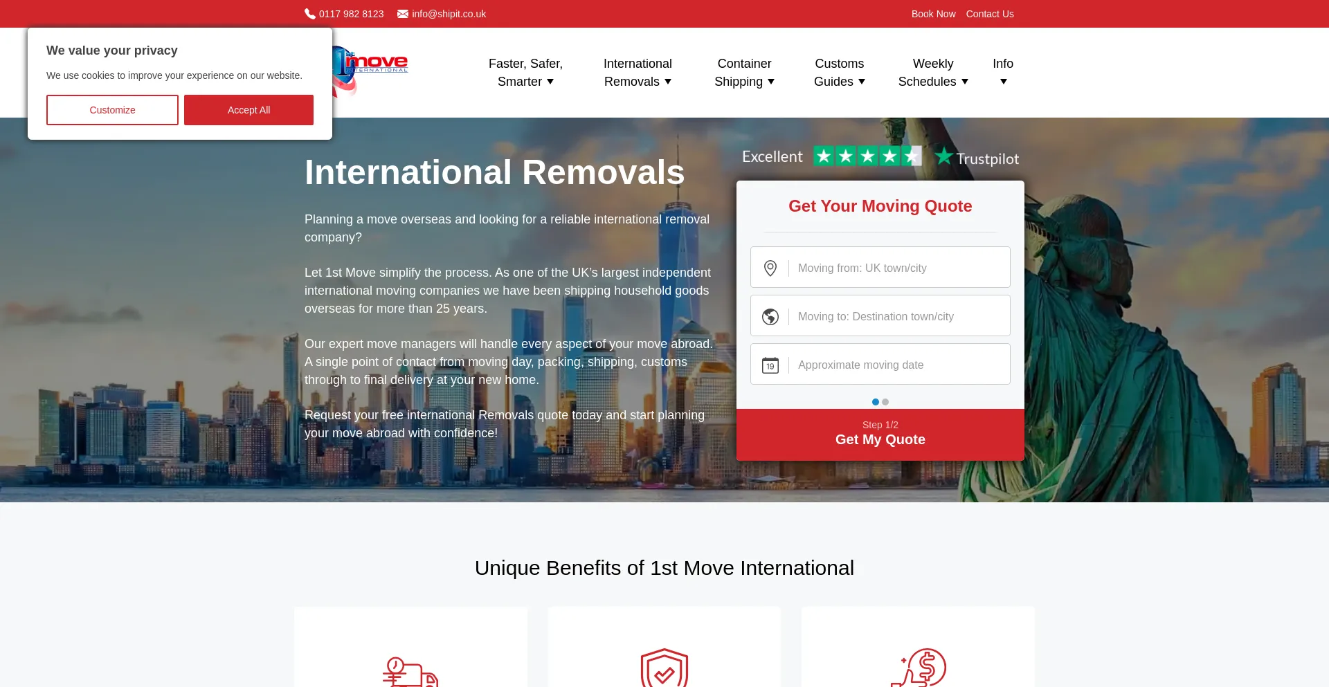 Website screenshot of Shipit.co.uk