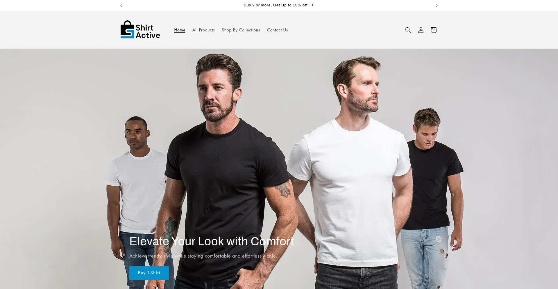 Website screenshot of Shirtactive.com
