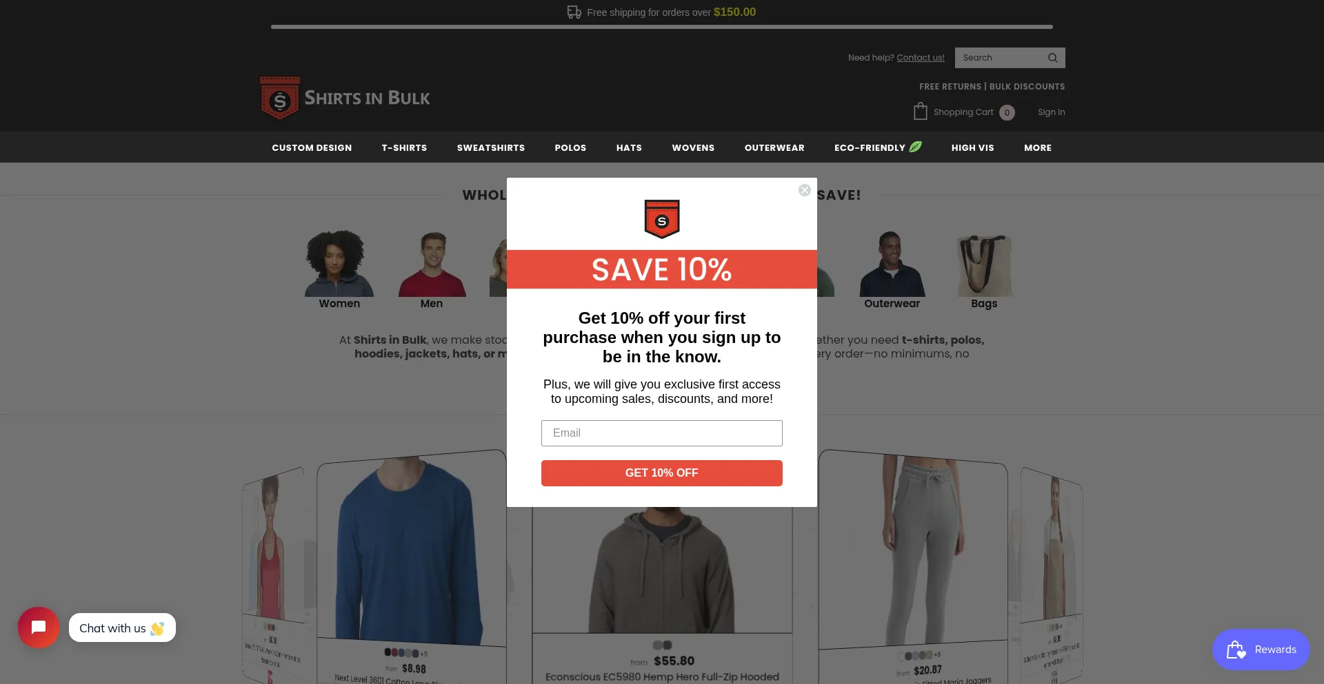 Shirtsinbulk.com Screenshot