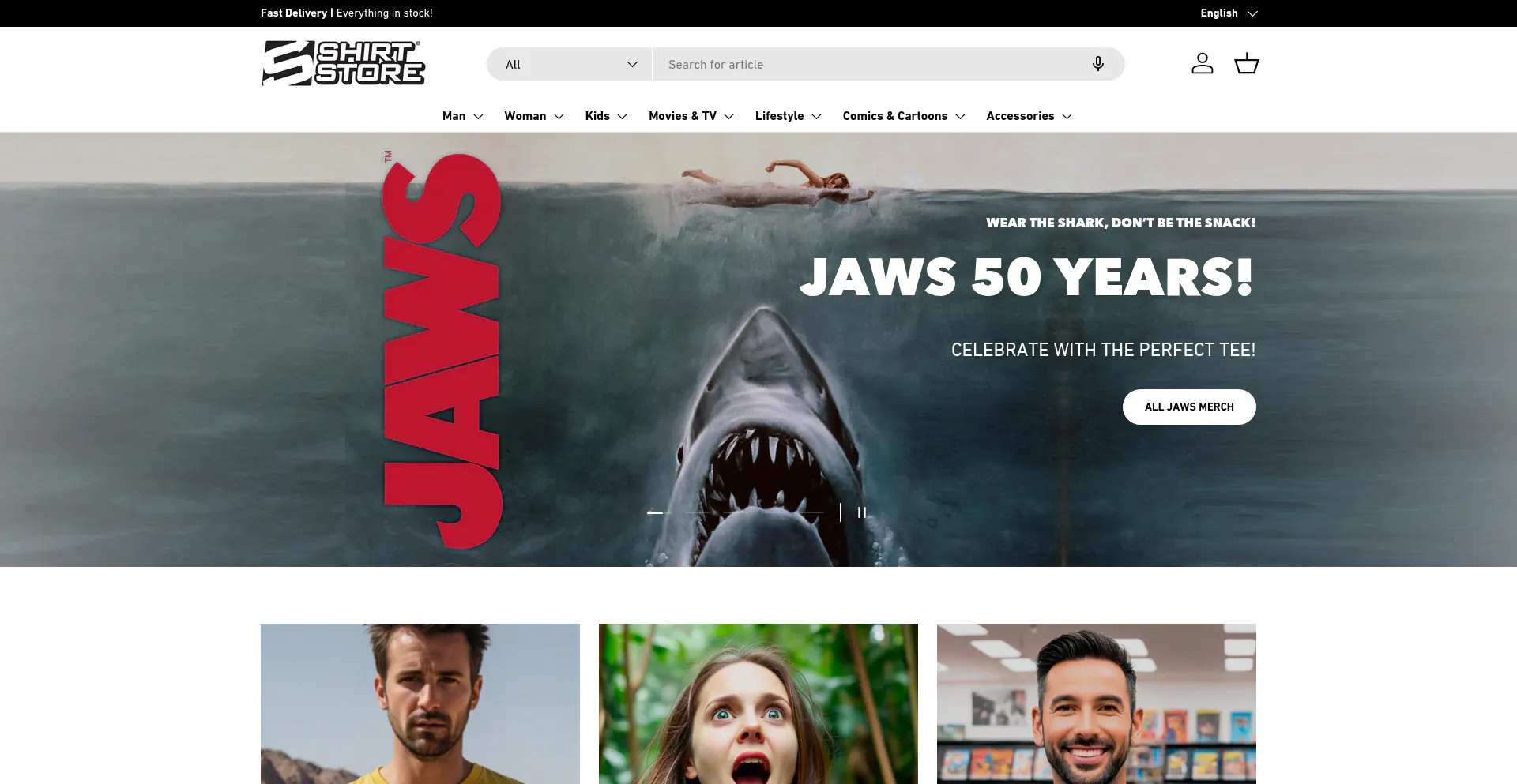 Website screenshot of Shirtstore.eu