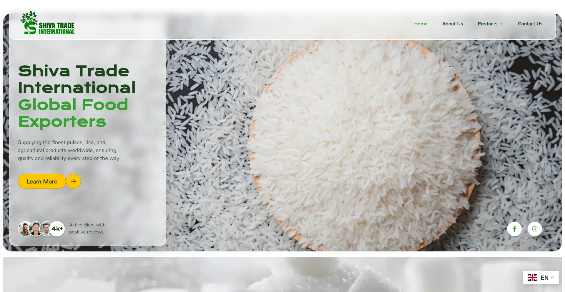 Website screenshot of Shivatradeinternational.com