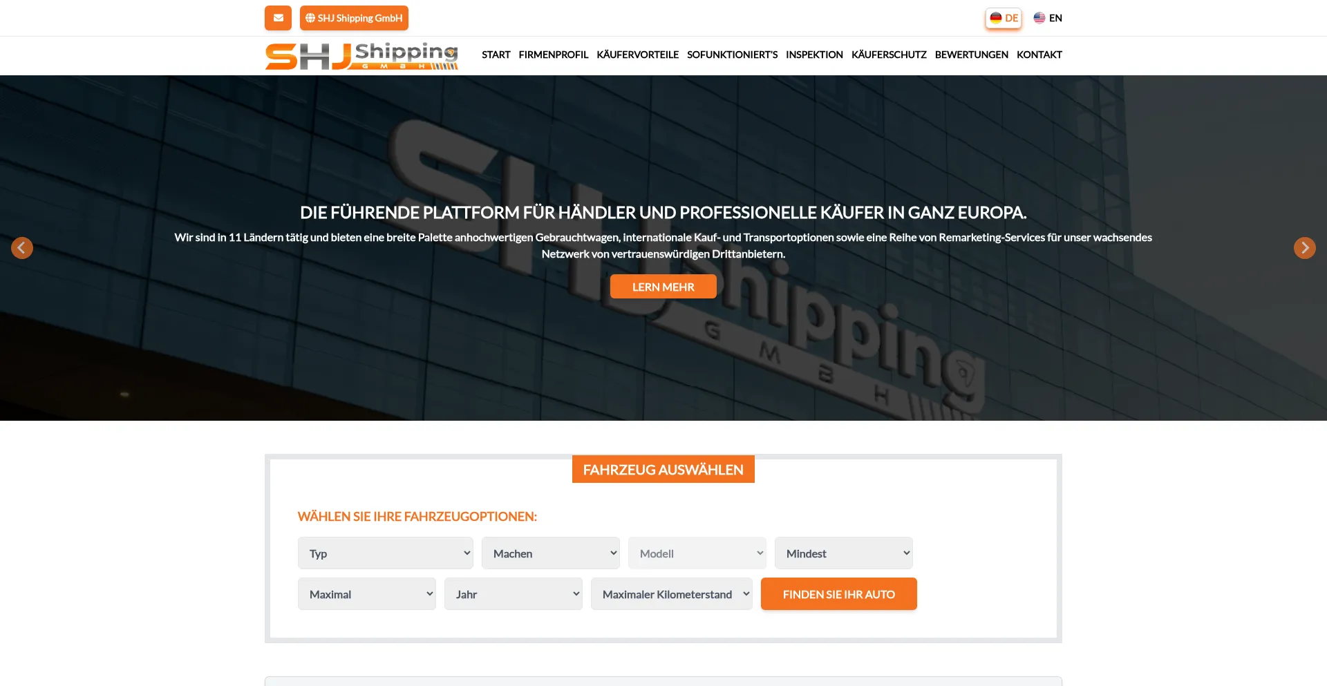 Website screenshot of Shj-shipping.de