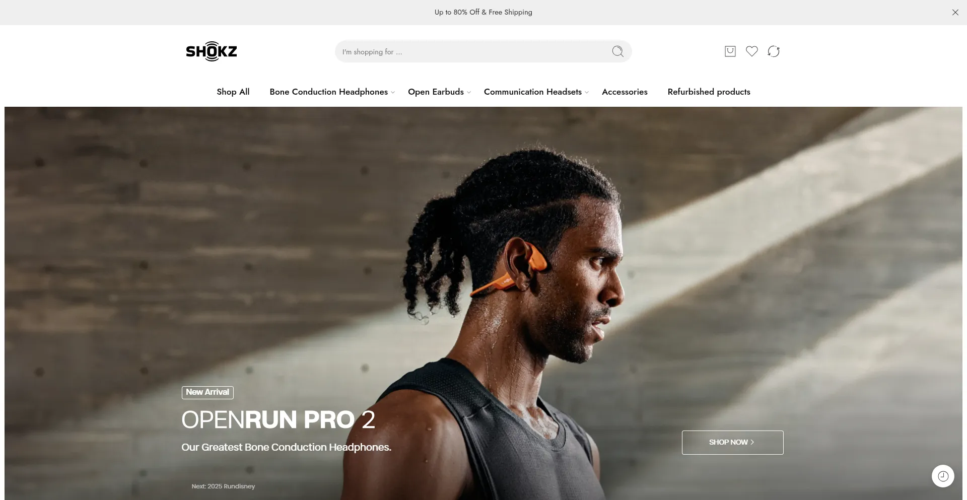 Website screenshot of Shokzaudio.com