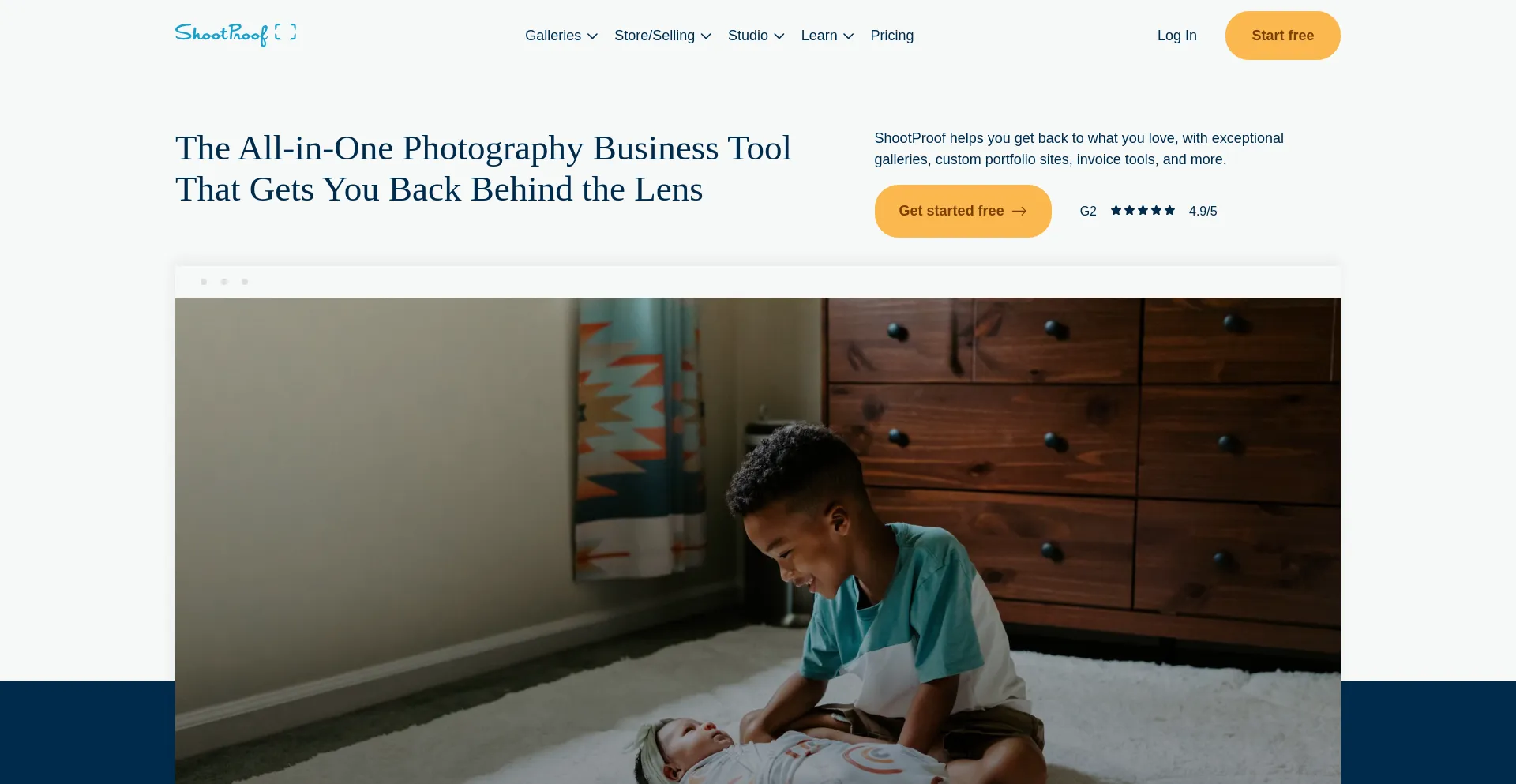 Website screenshot of Shootproof.com