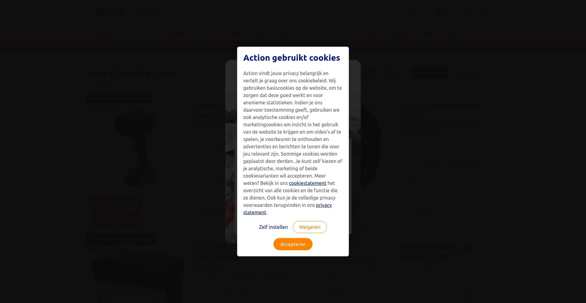 Website screenshot of Shop.action.com