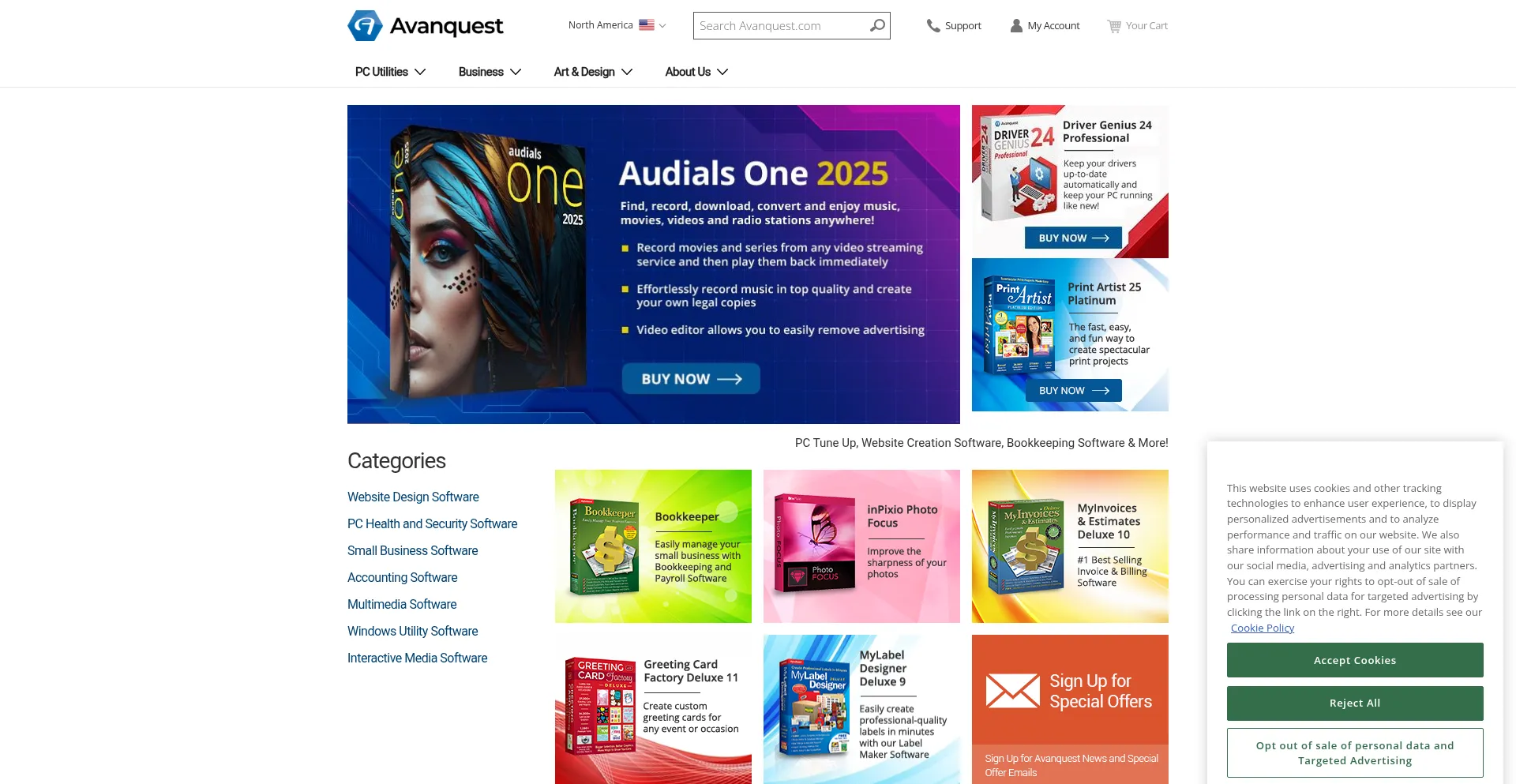 Website screenshot of Shop.avanquest.com