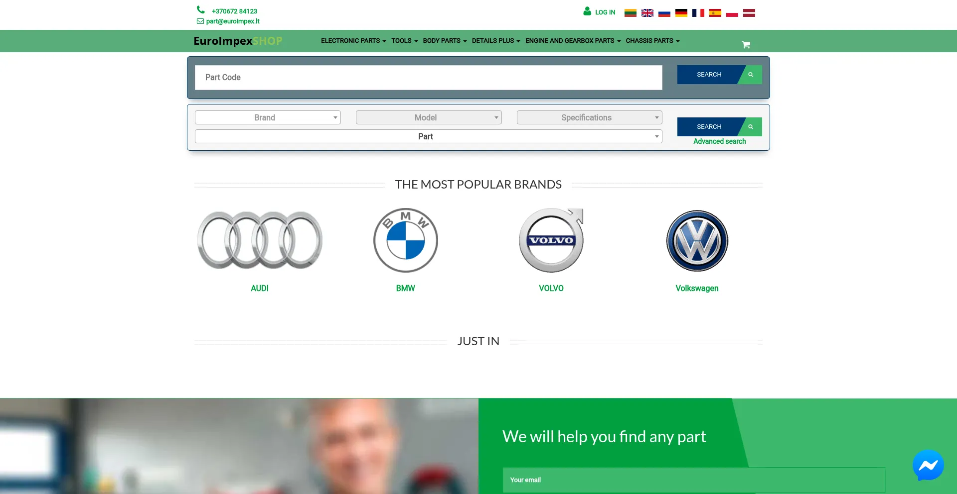 Website screenshot of Shop.euroimpex.lt