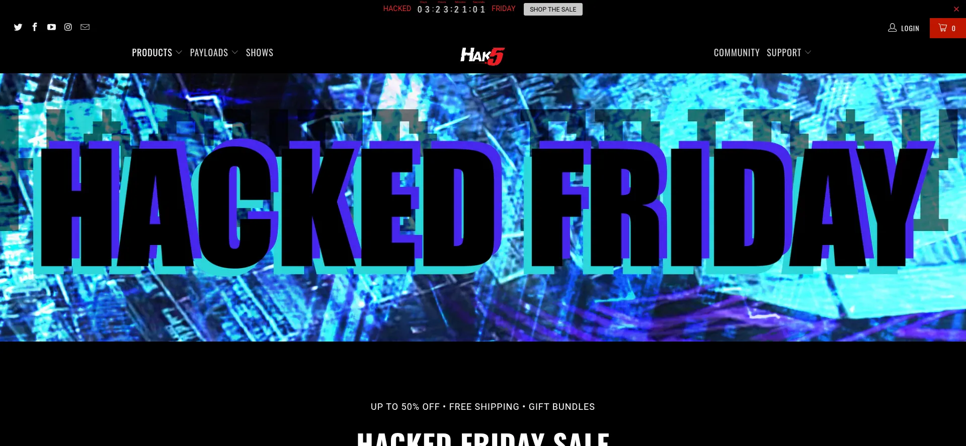 Website screenshot of Shop.hak5.org