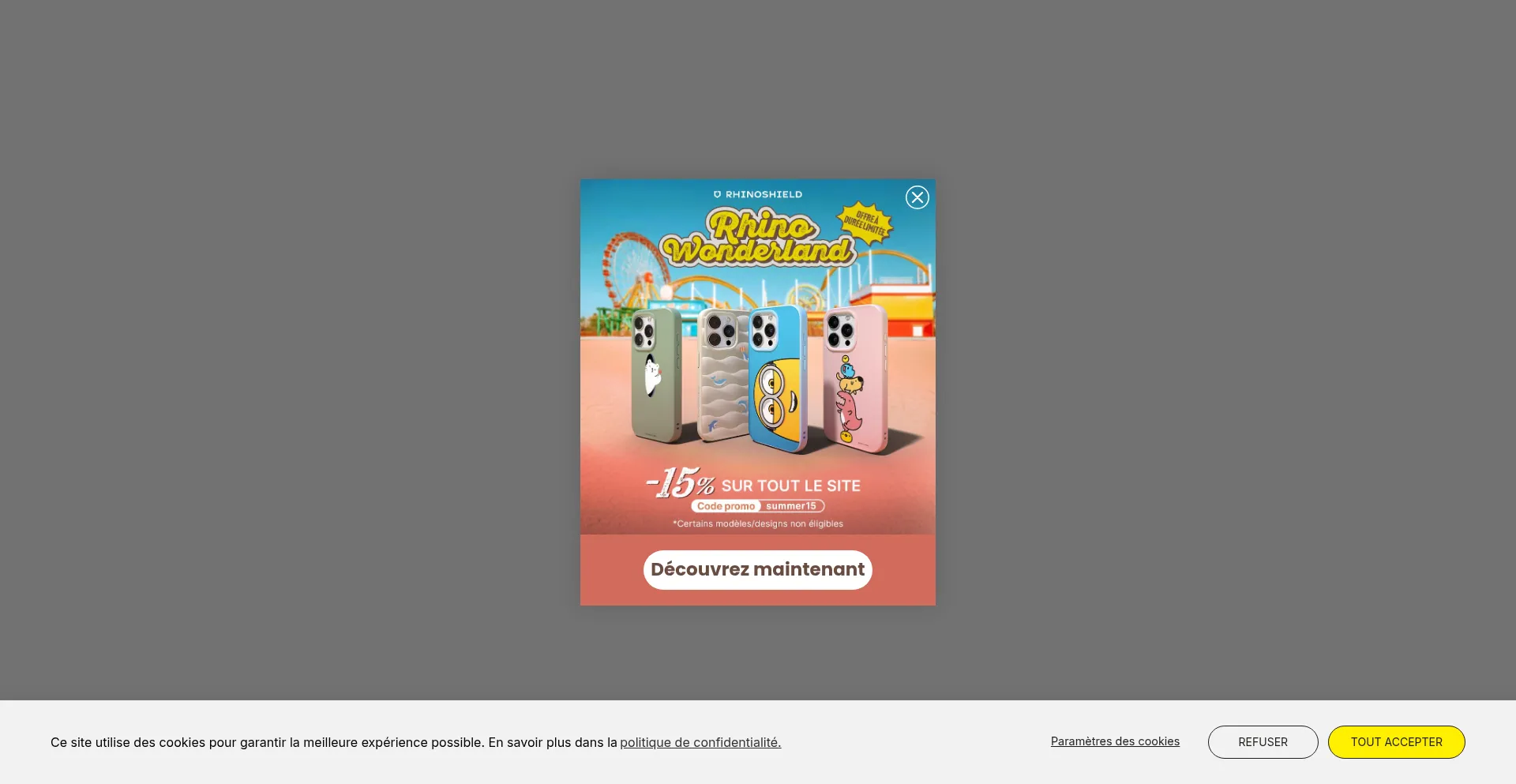 Website screenshot of Shop.rhinoshield.fr