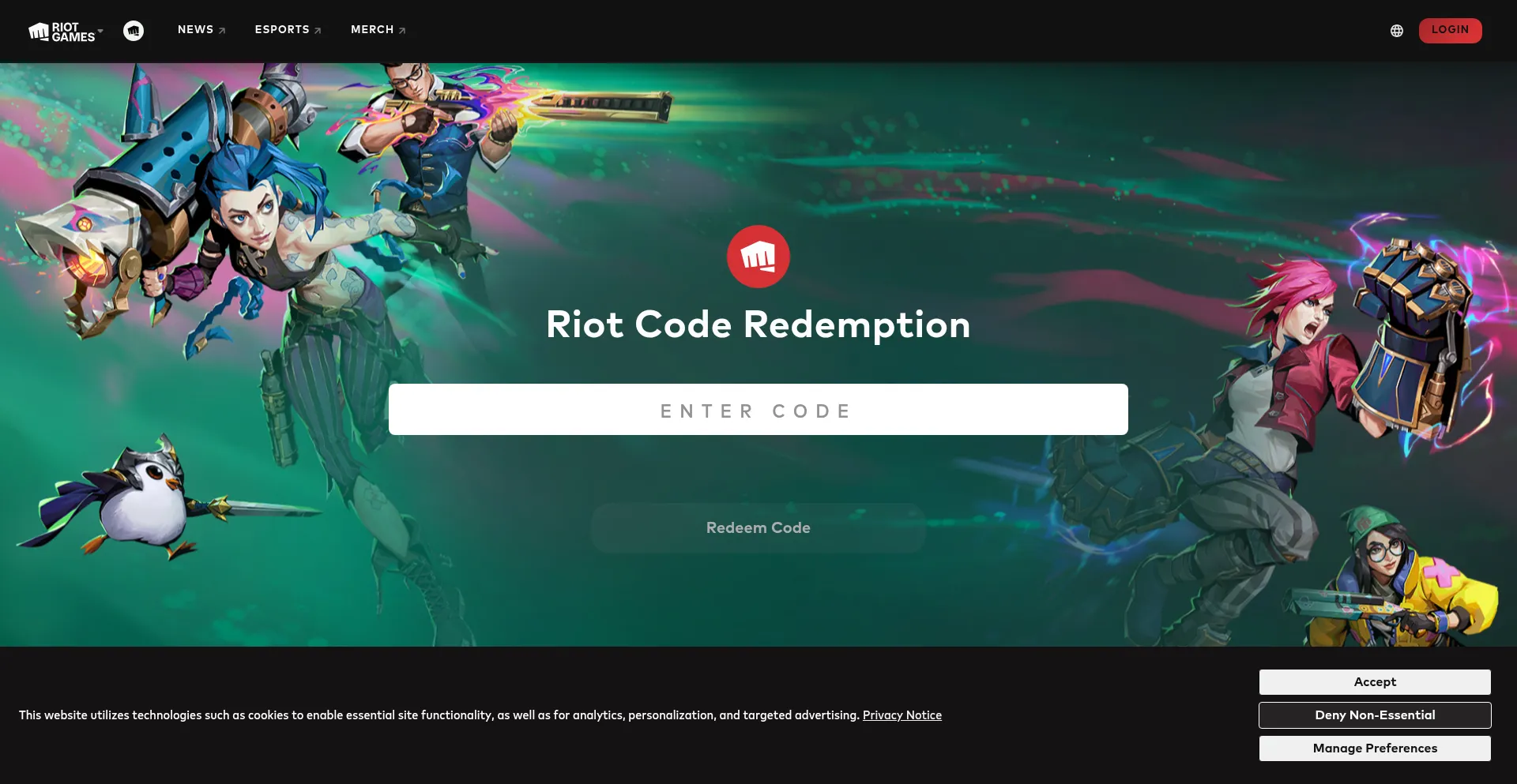 Website screenshot of Shop.riotgames.com