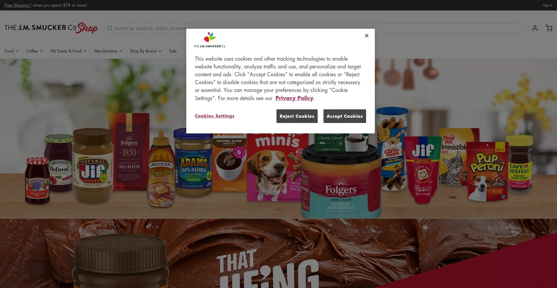 Website screenshot of Shop.smucker.com