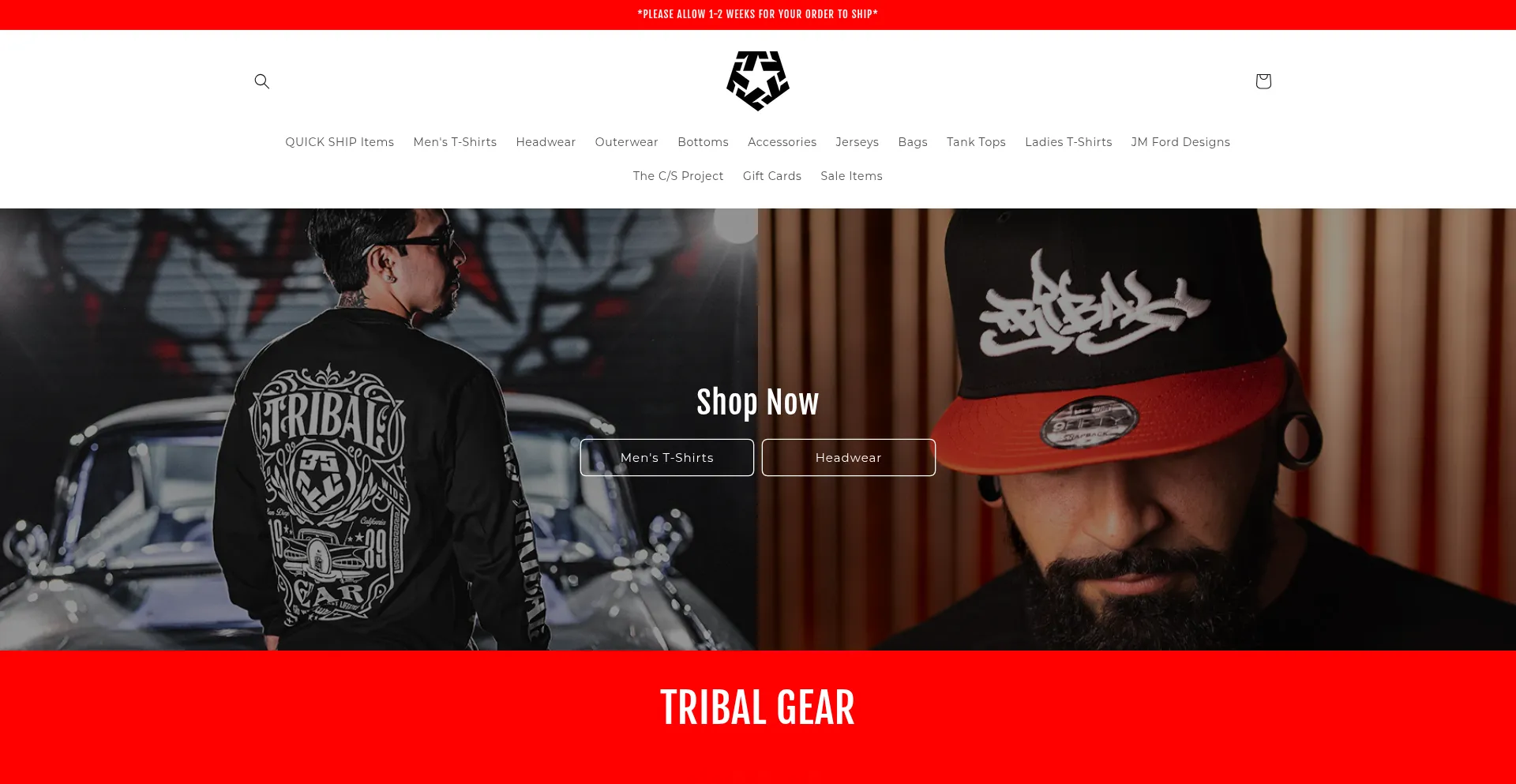 Website screenshot of Shop.tribalgear.com