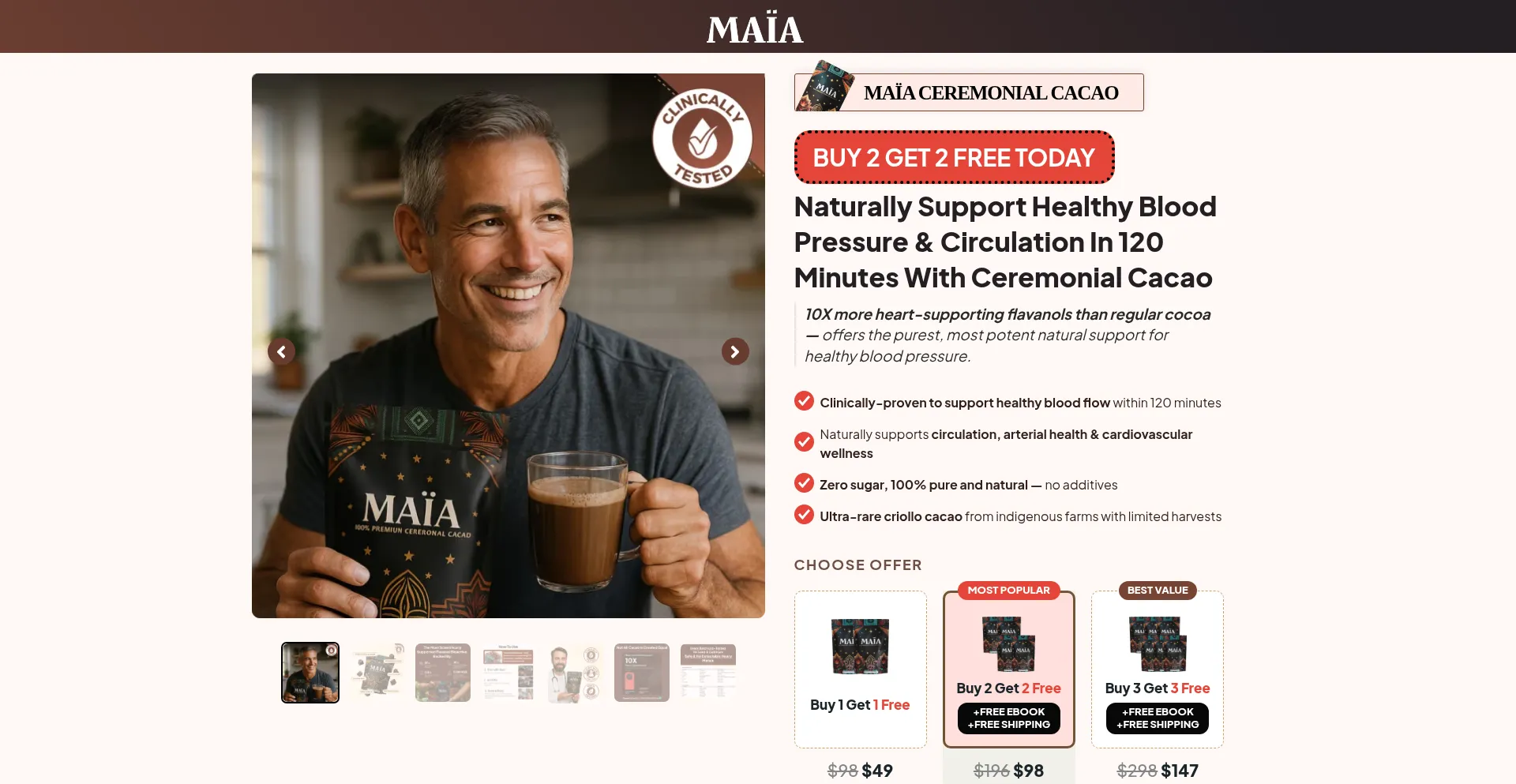 Website screenshot of Shop.trymaia.co