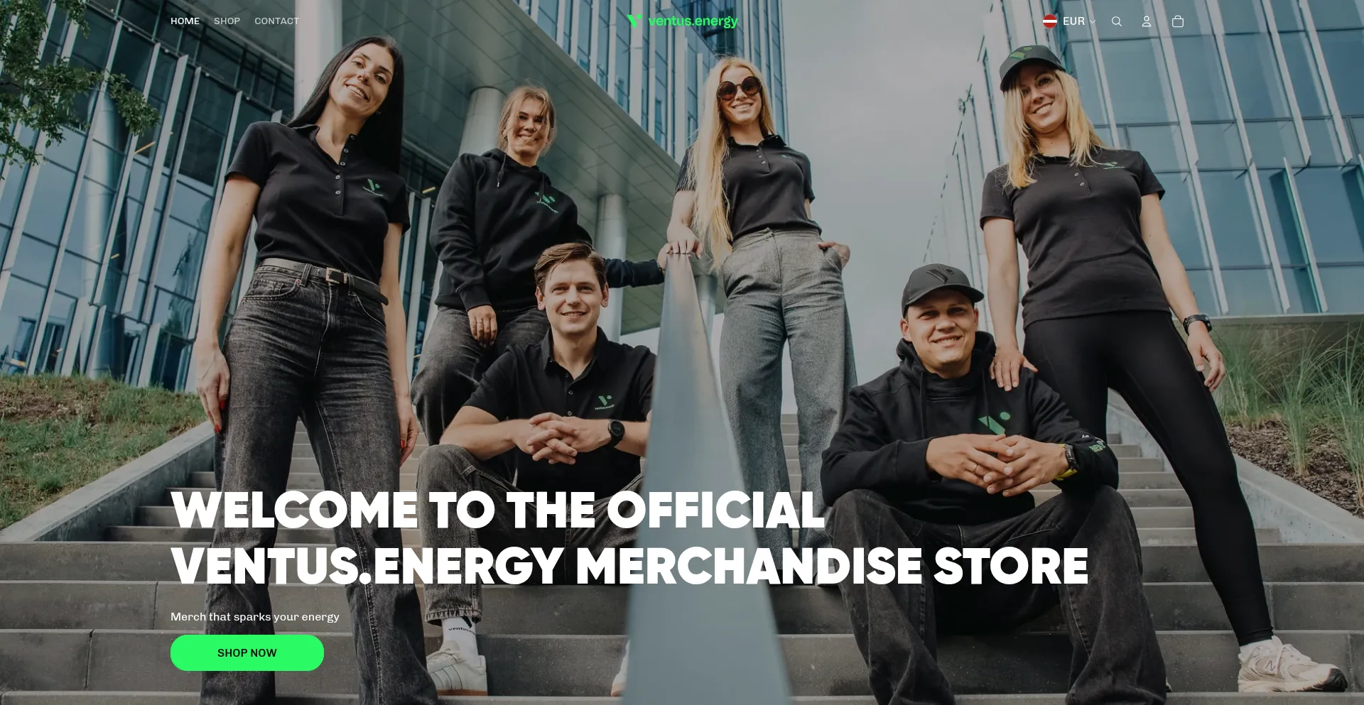 Website screenshot of Shop.ventus.energy